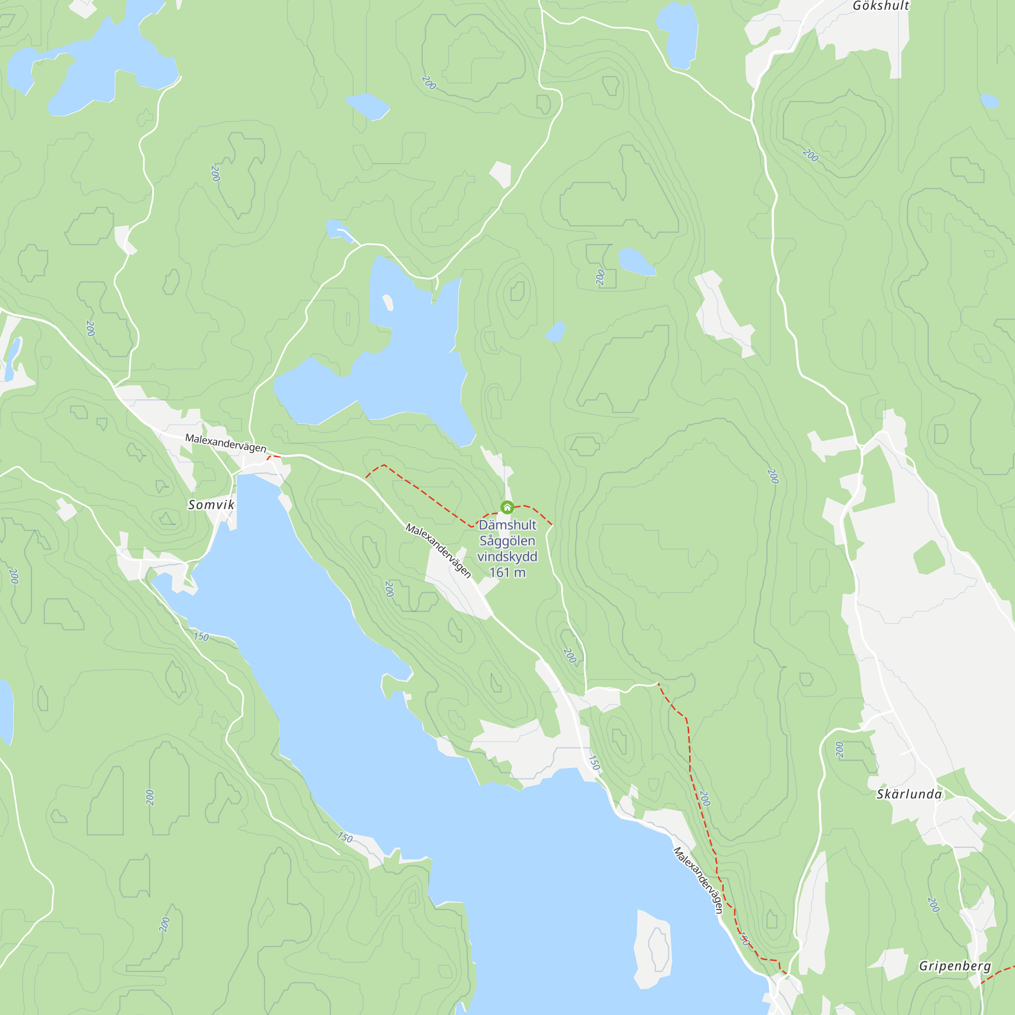 Dämshult Såggölen vindskydd map