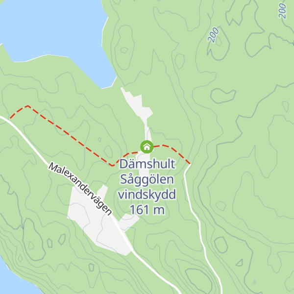 Map of Dämshult Såggölen vindskydd