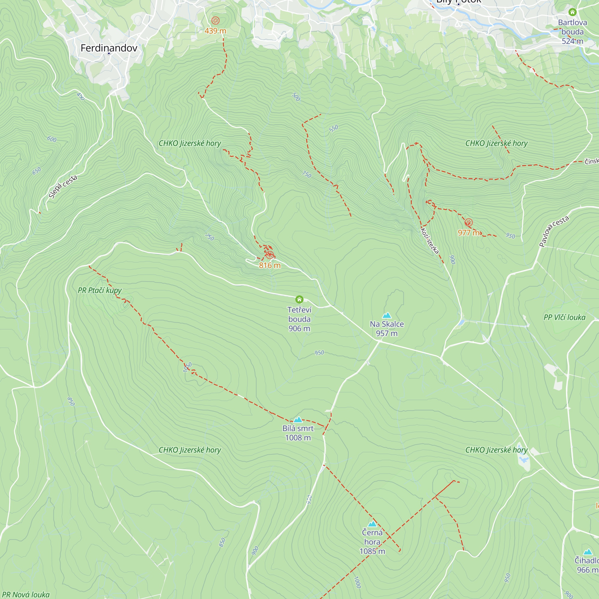 Tetřeví bouda map