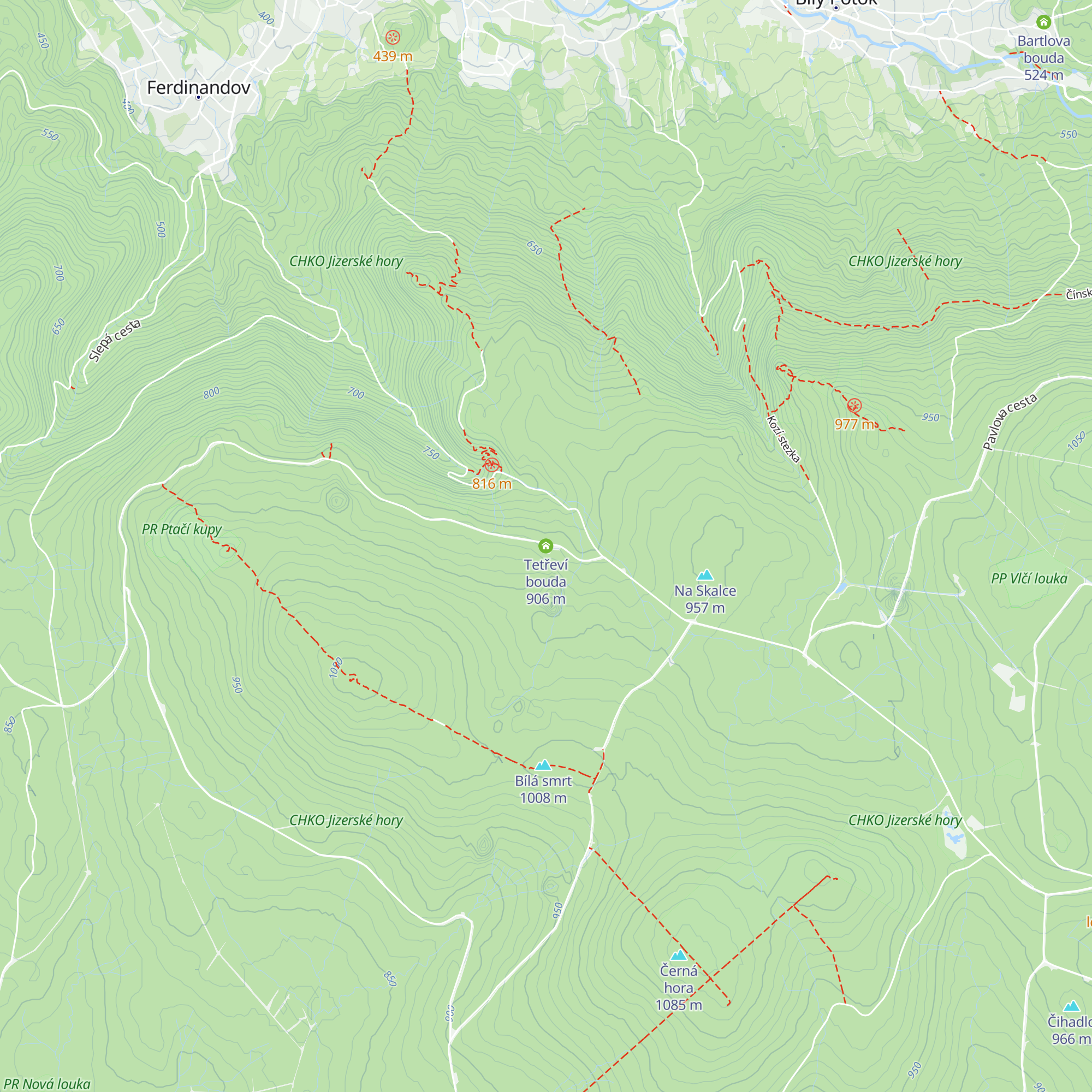 Tetřeví bouda map