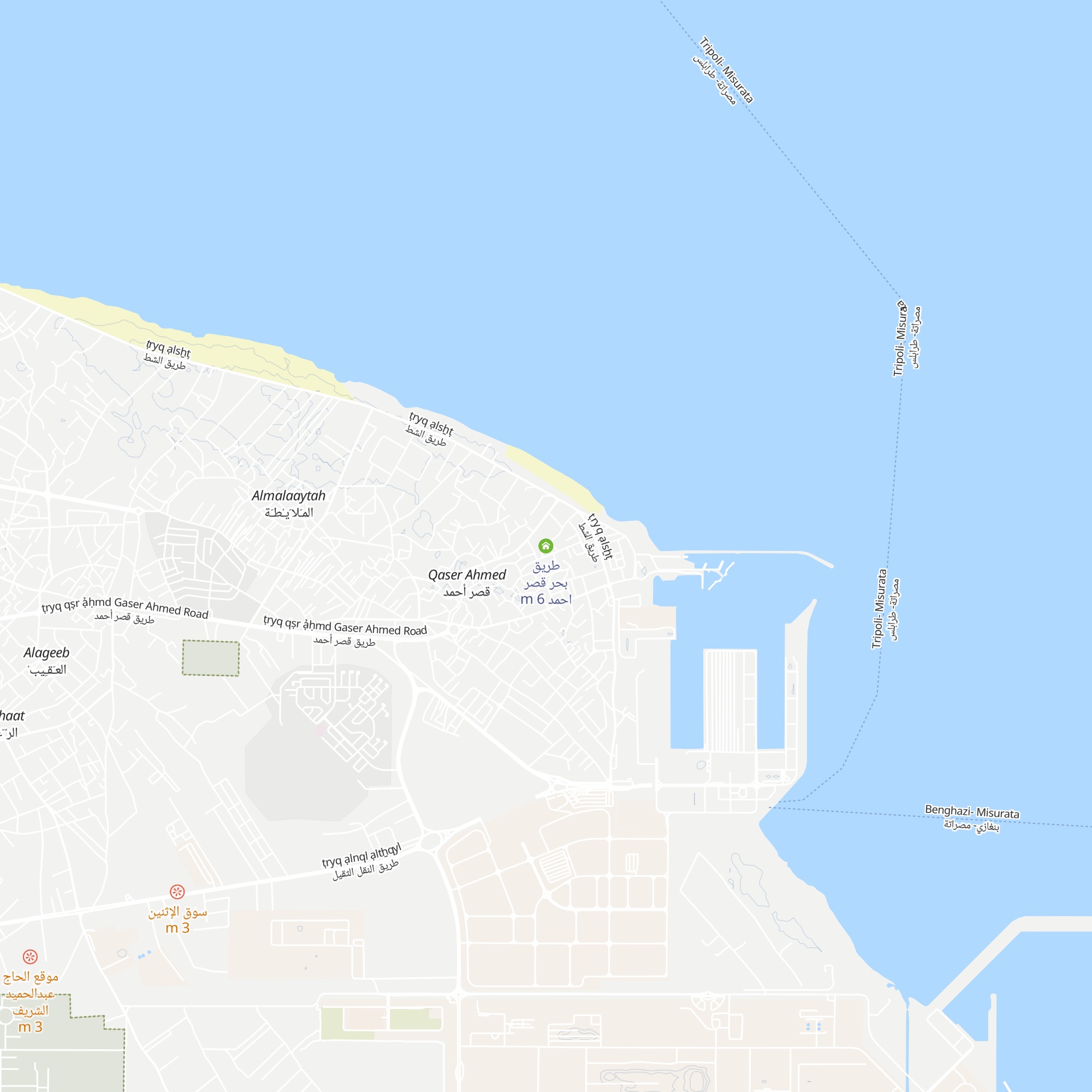 طريق بحر قصر احمد map