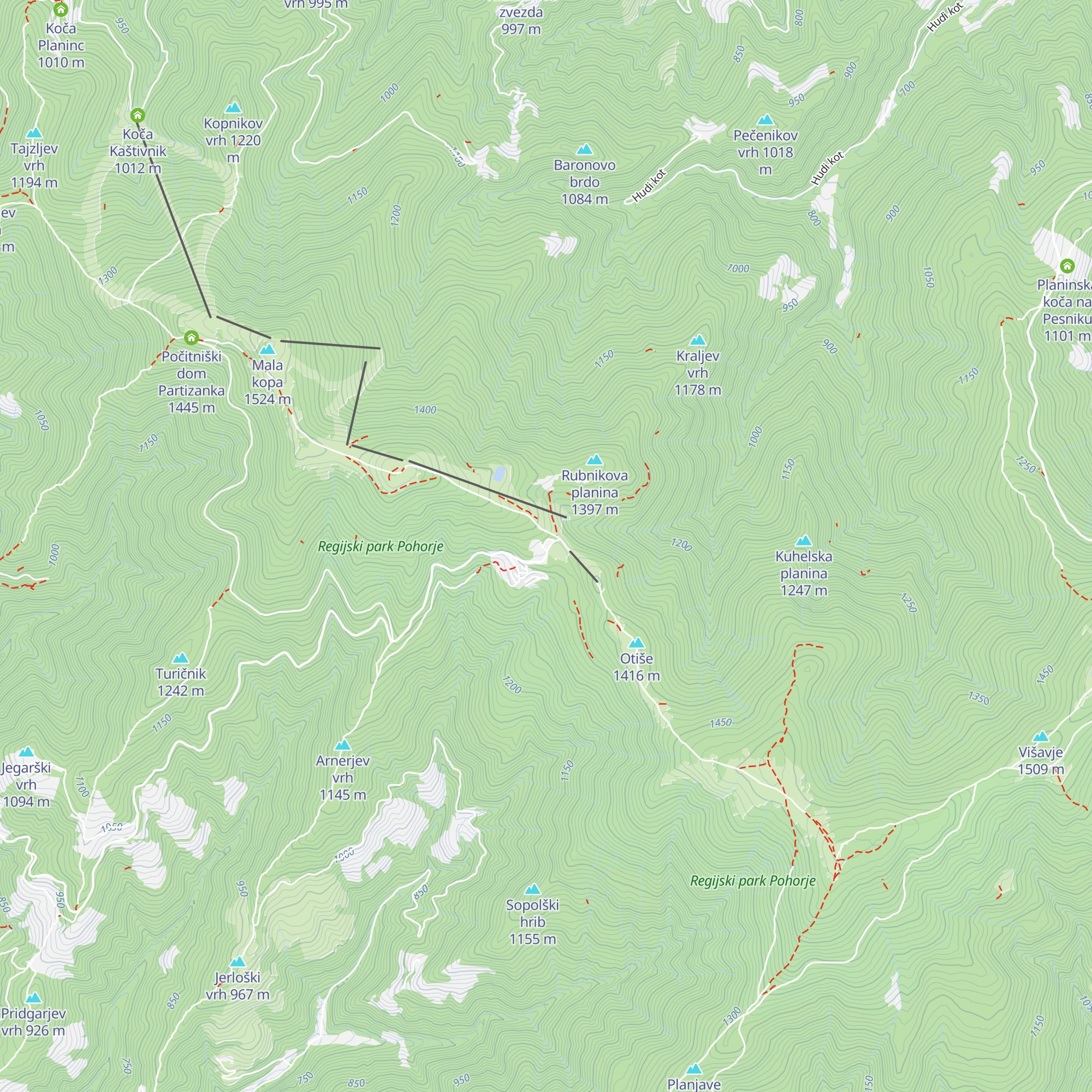 Grmovškov dom pod Veliko Kopo map