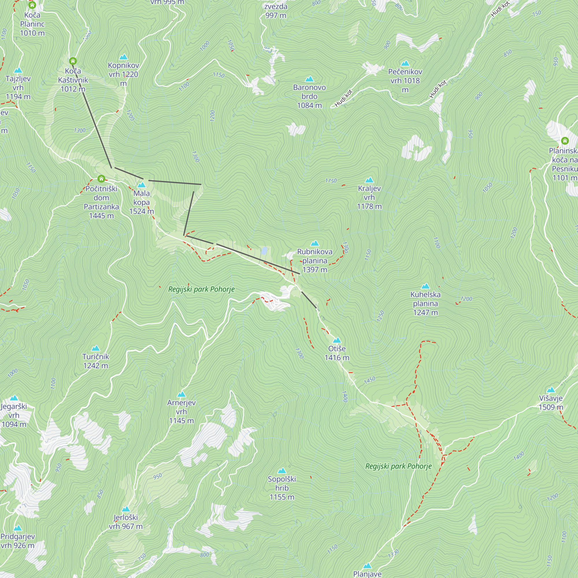 Grmovškov dom pod Veliko Kopo map