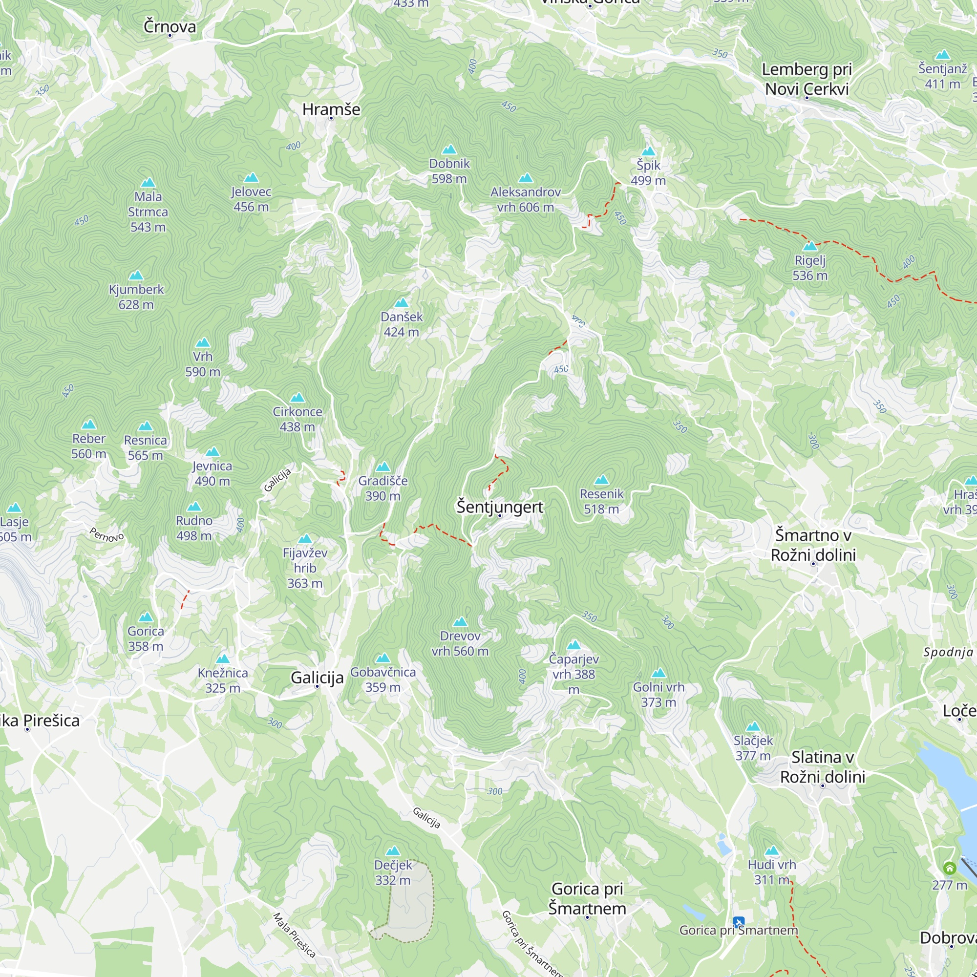 Planinski dom Šentjungert map