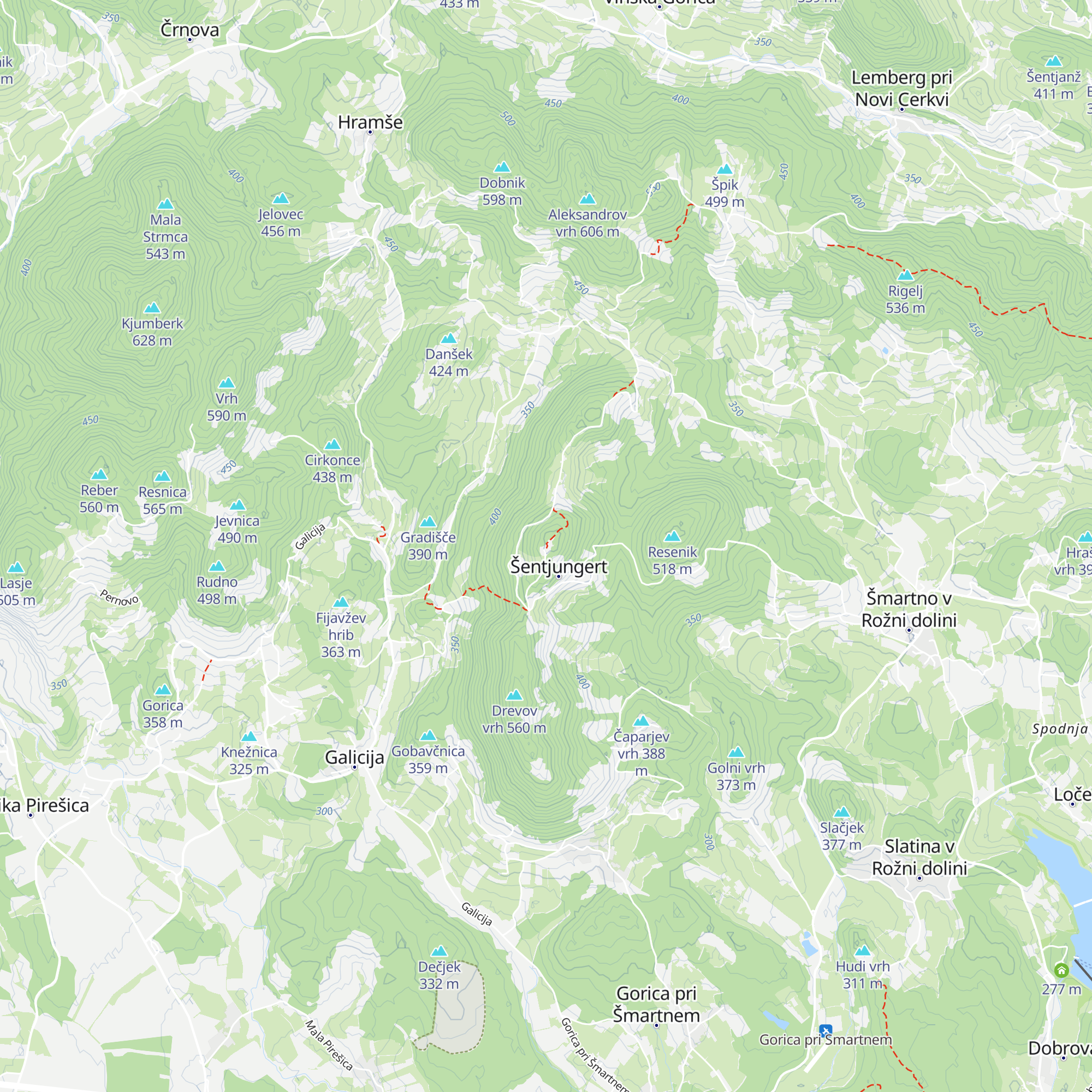 Planinski dom Šentjungert map
