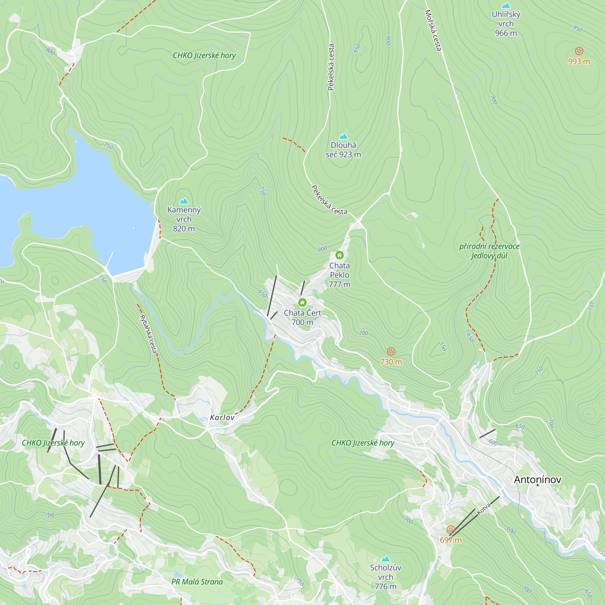 Chata Čert map