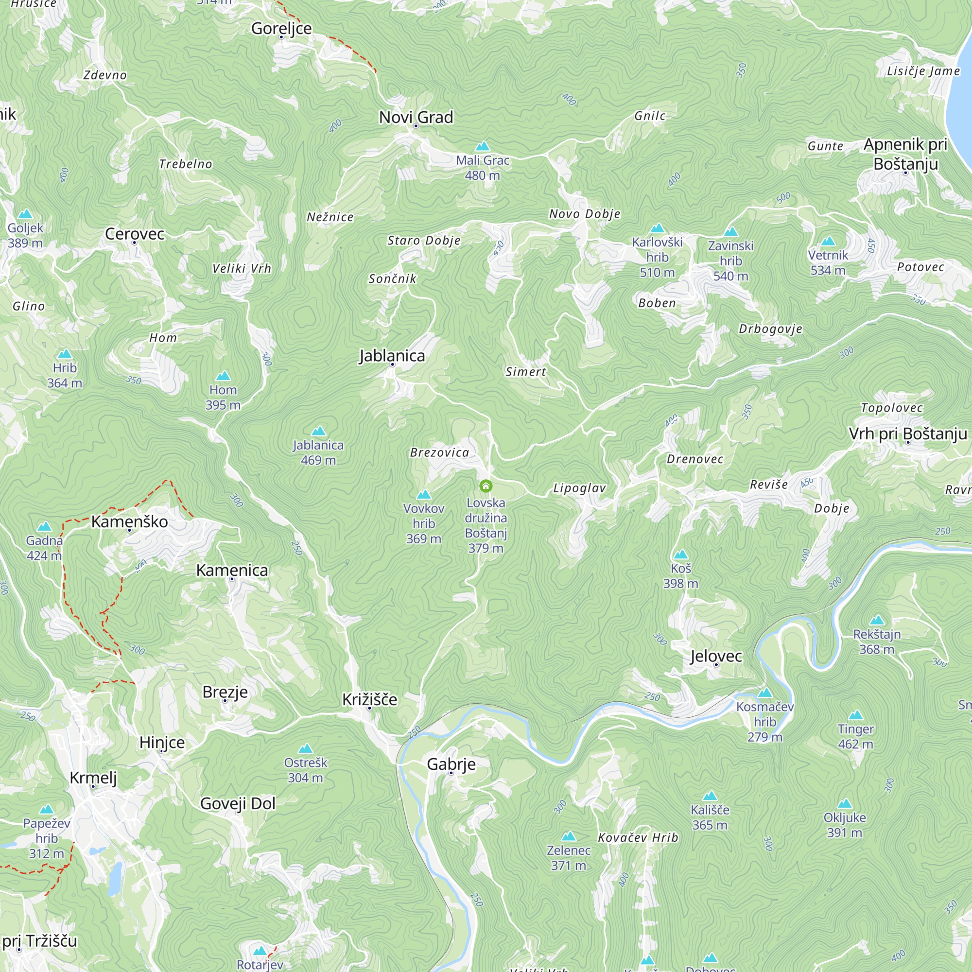 Lovska družina Boštanj map