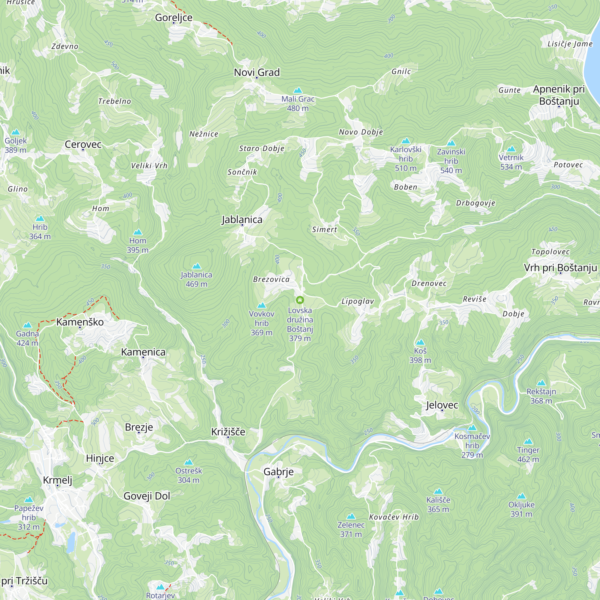 Lovska družina Boštanj map