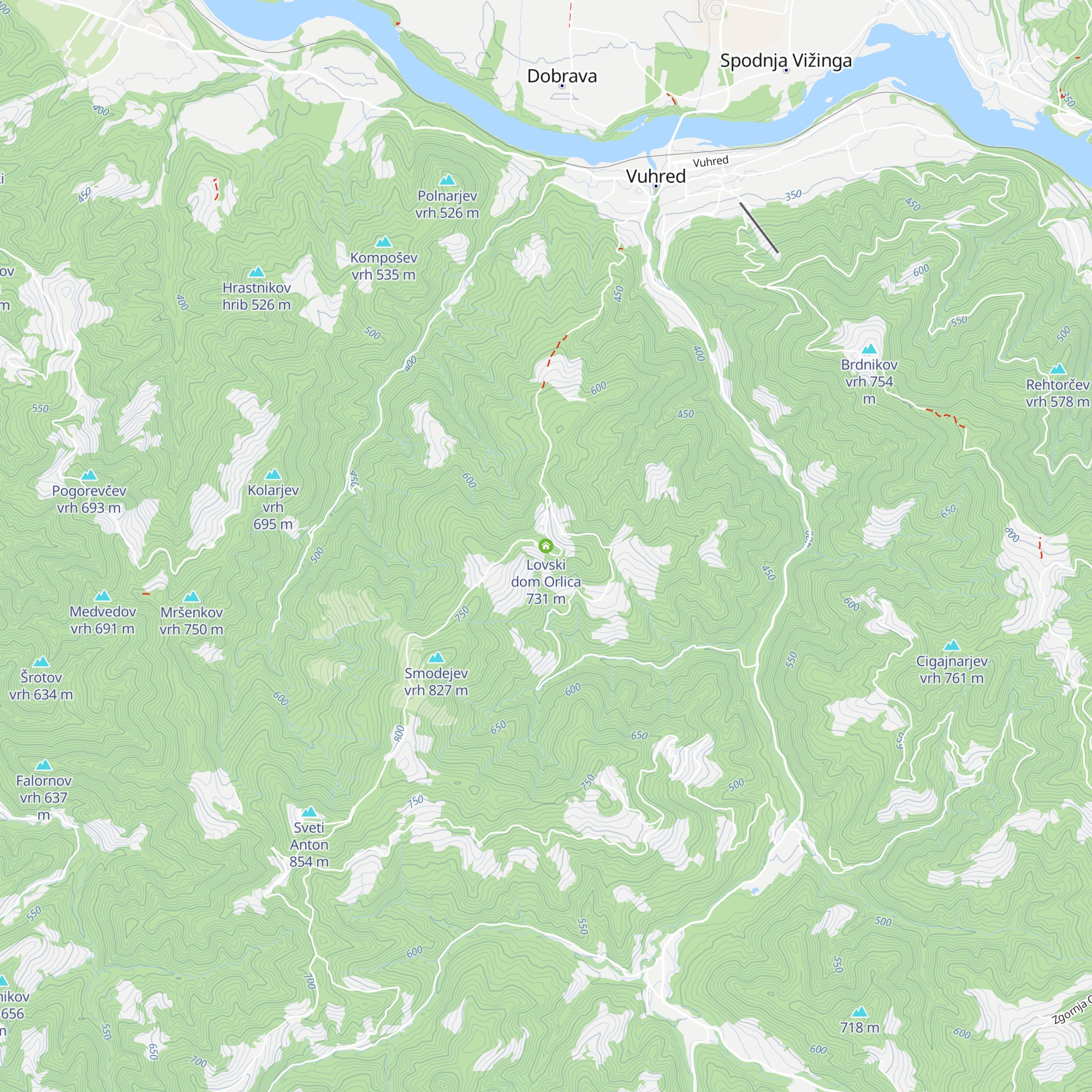 Lovski dom Orlica map