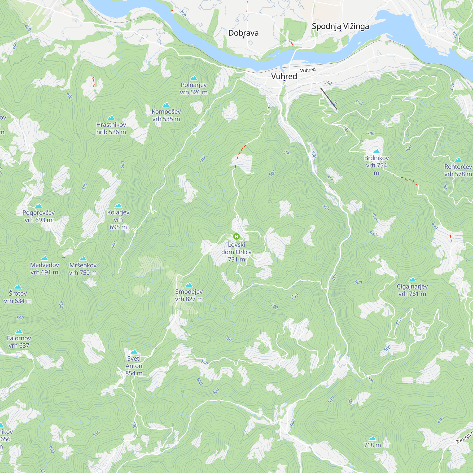 Lovski dom Orlica map
