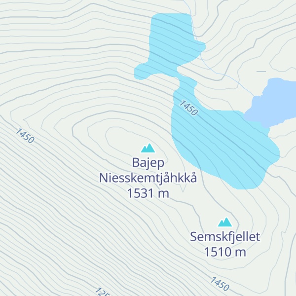 Map of Bajep Niesskemtjåhkkå