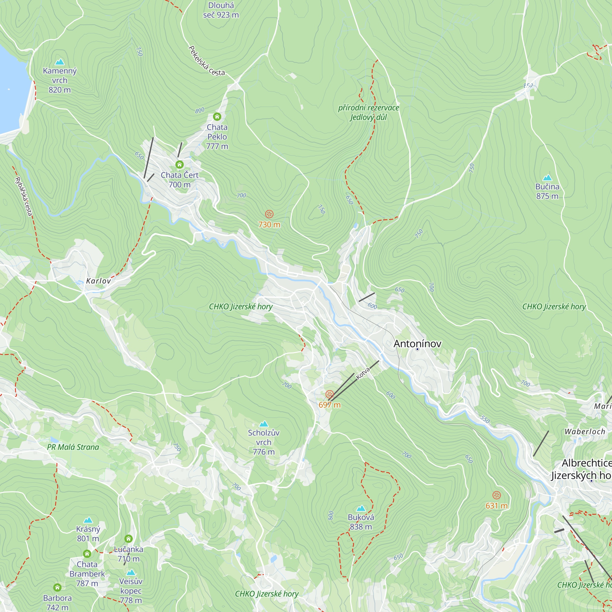 Horská chata Bludička map