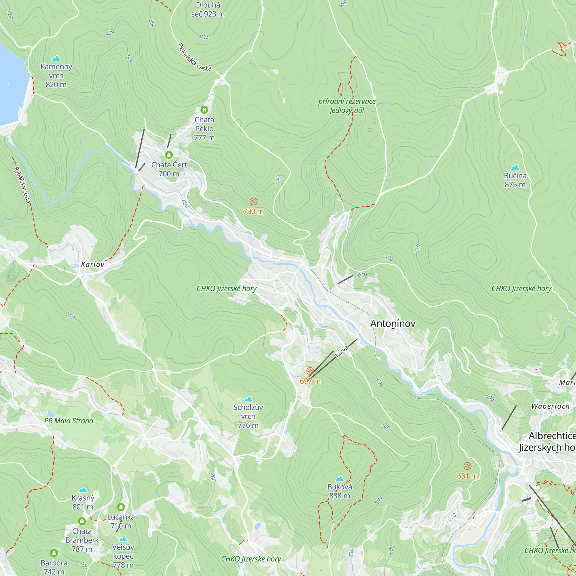 Horská chata Bludička map