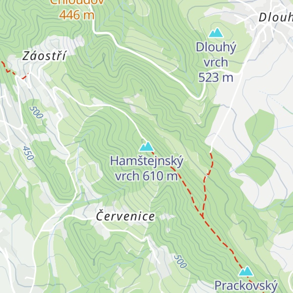 Map of Hamštejnský vrch