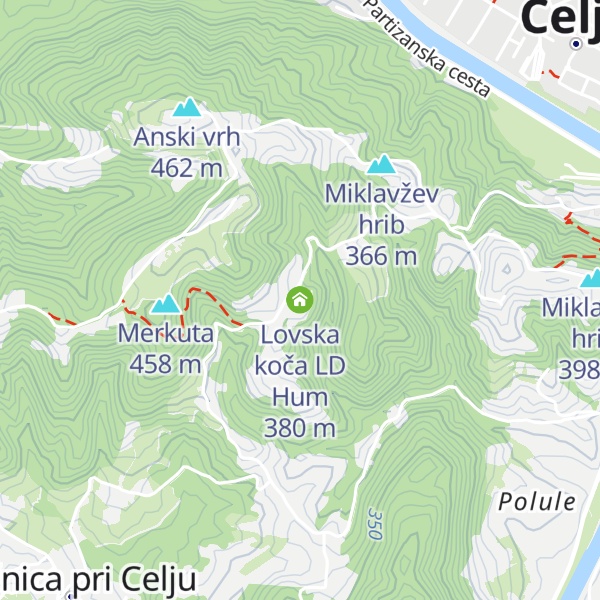 Map of Lovska koča LD Hum
