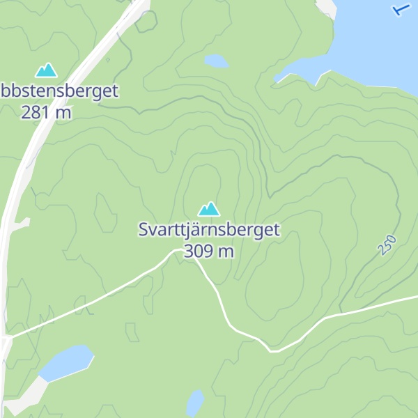 Map of Svarttjärnsberget