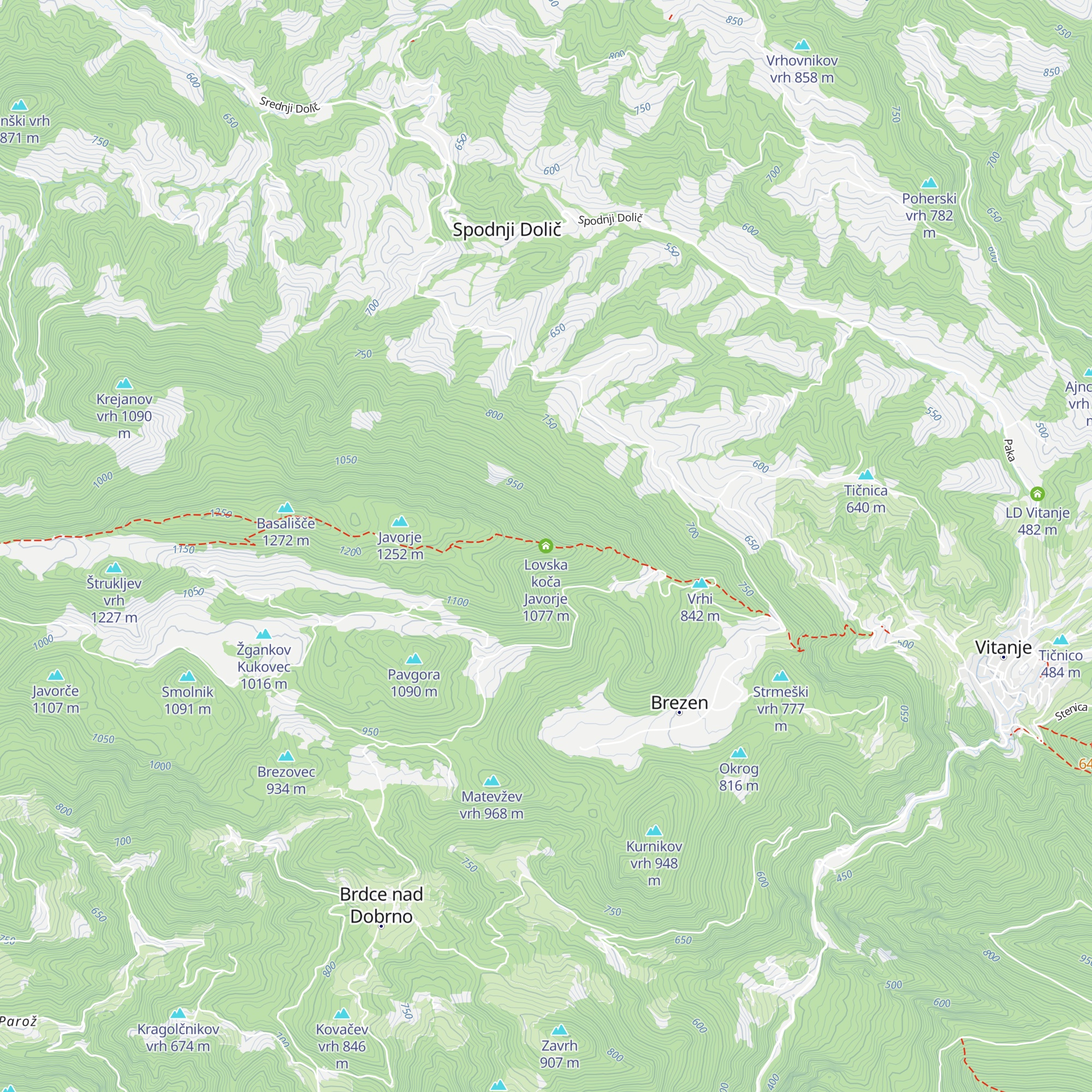 Lovska koča Javorje map