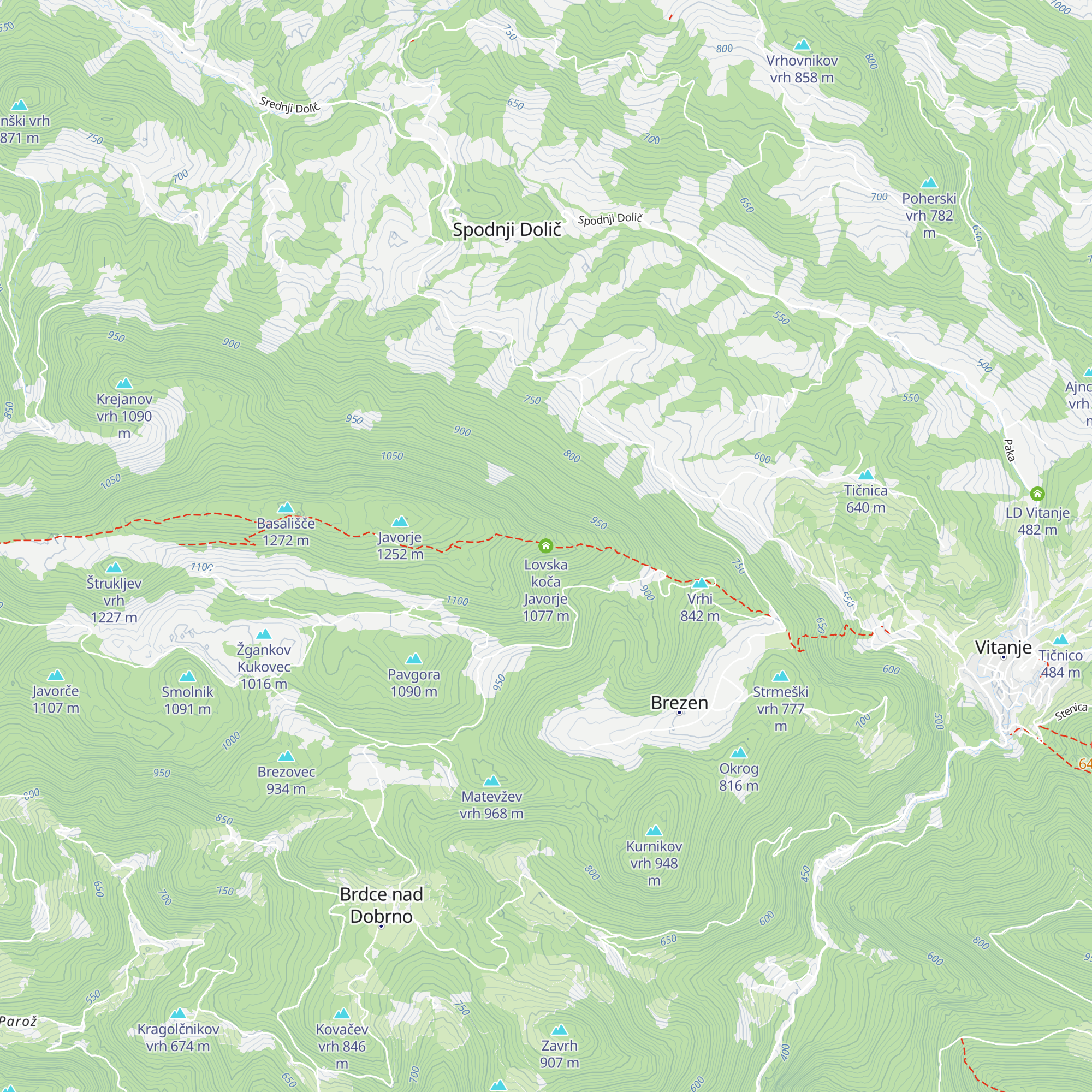 Lovska koča Javorje map