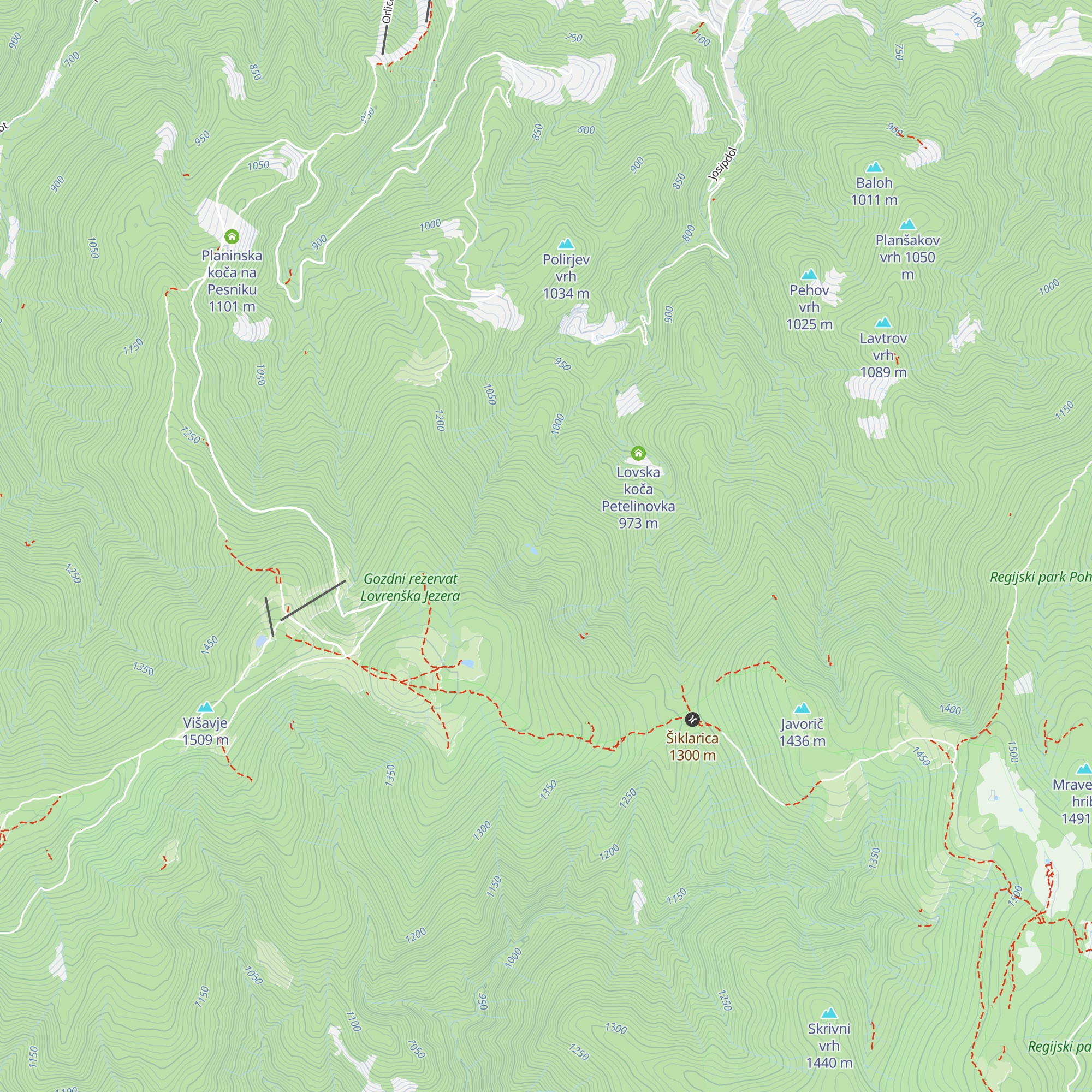 Lovska koča Jelenovka map