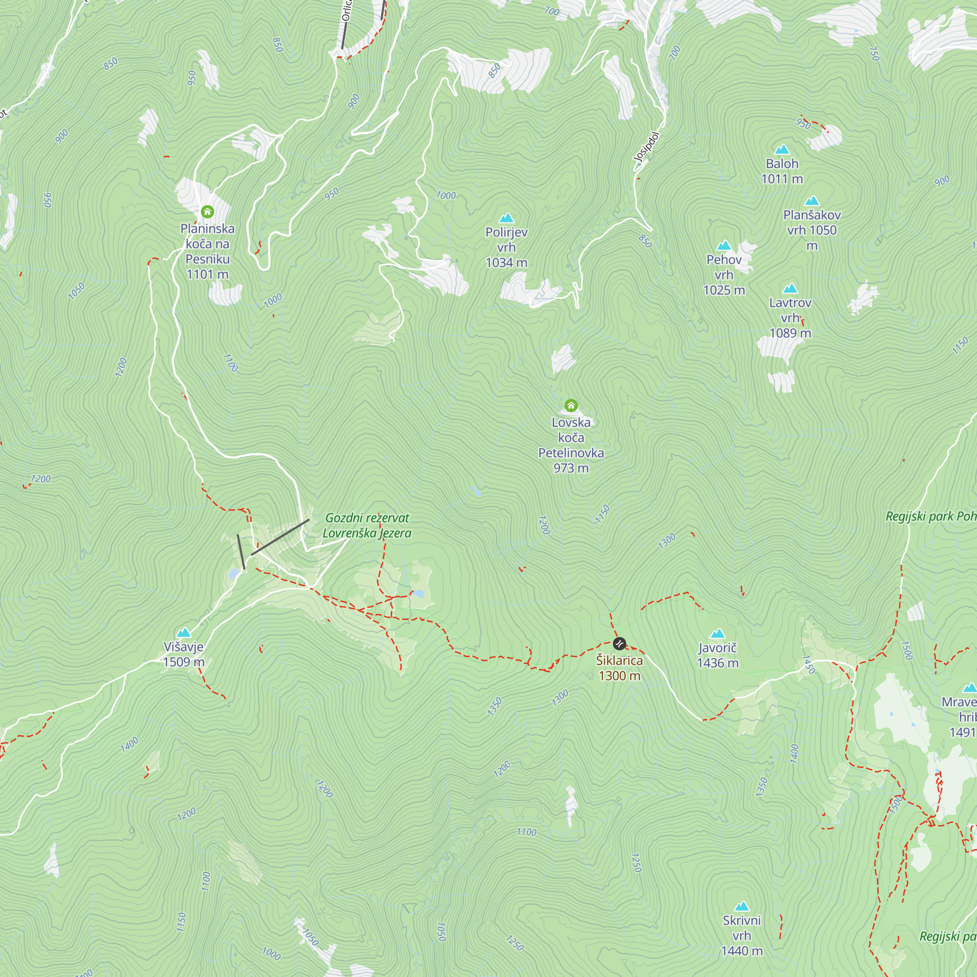 Lovska koča Jelenovka map