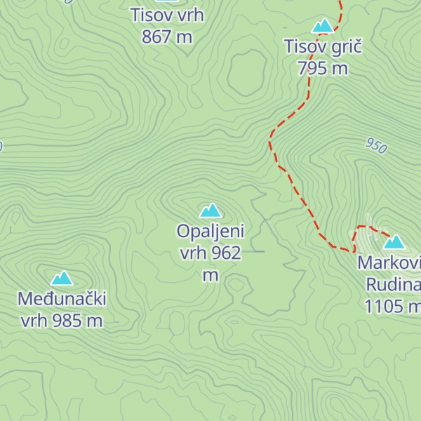 Map of Opaljeni vrh