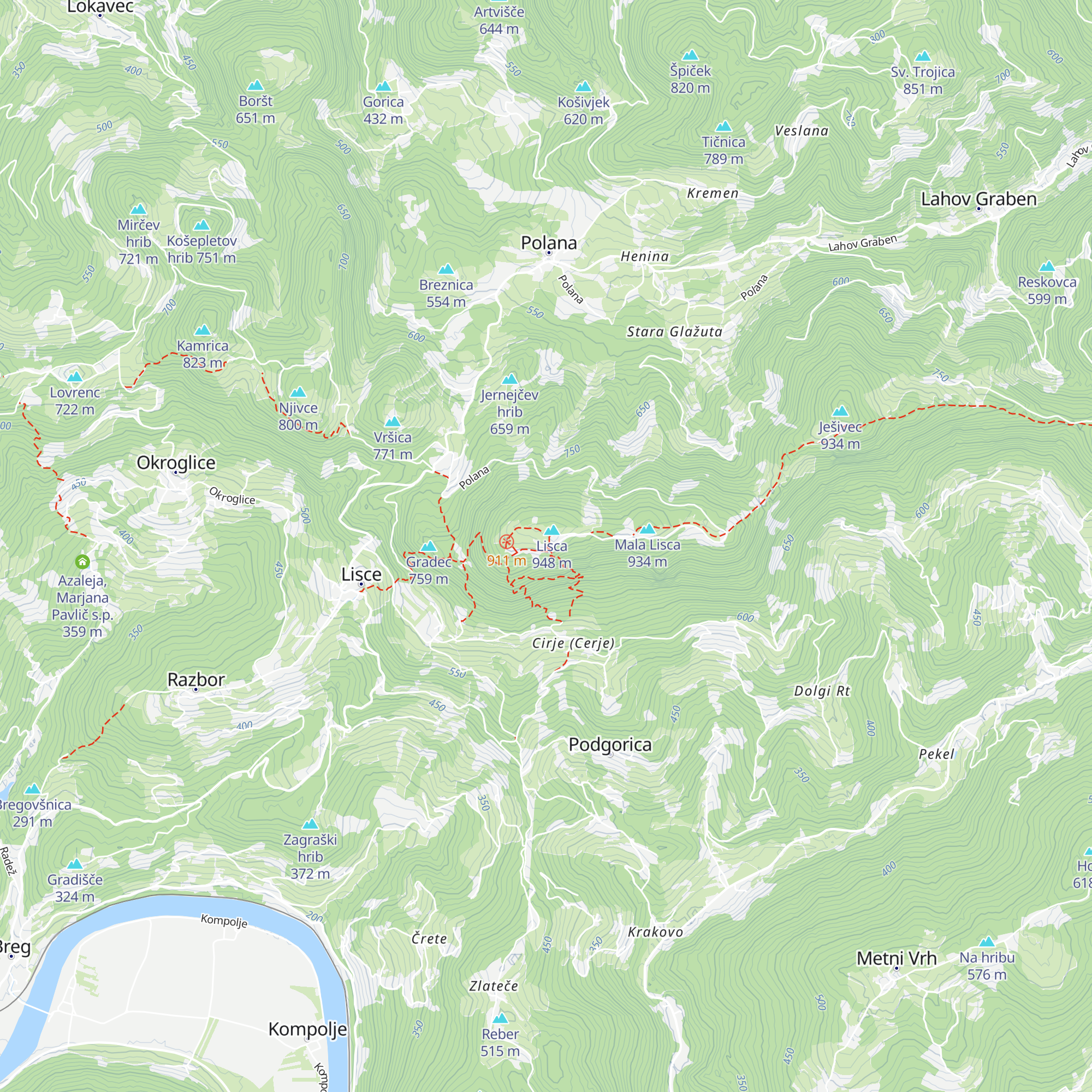Jurkova koča na Lisci map