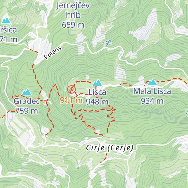 Map of Tončkov dom na Lisci