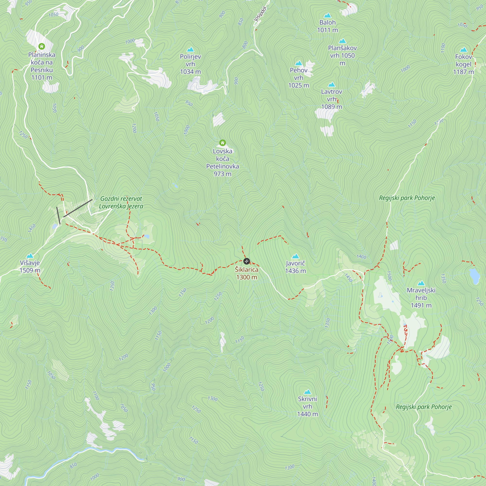 Lovska koča Šiklarica map