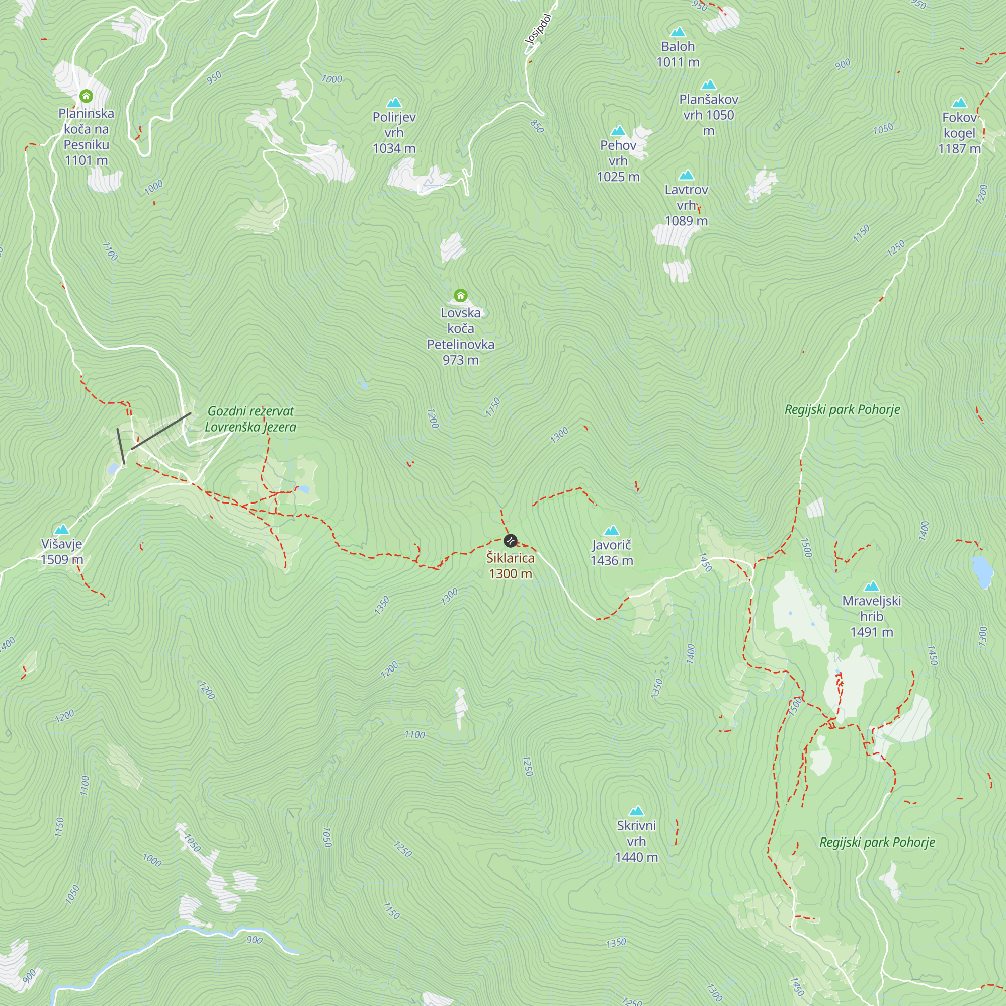 Lovska koča Šiklarica map