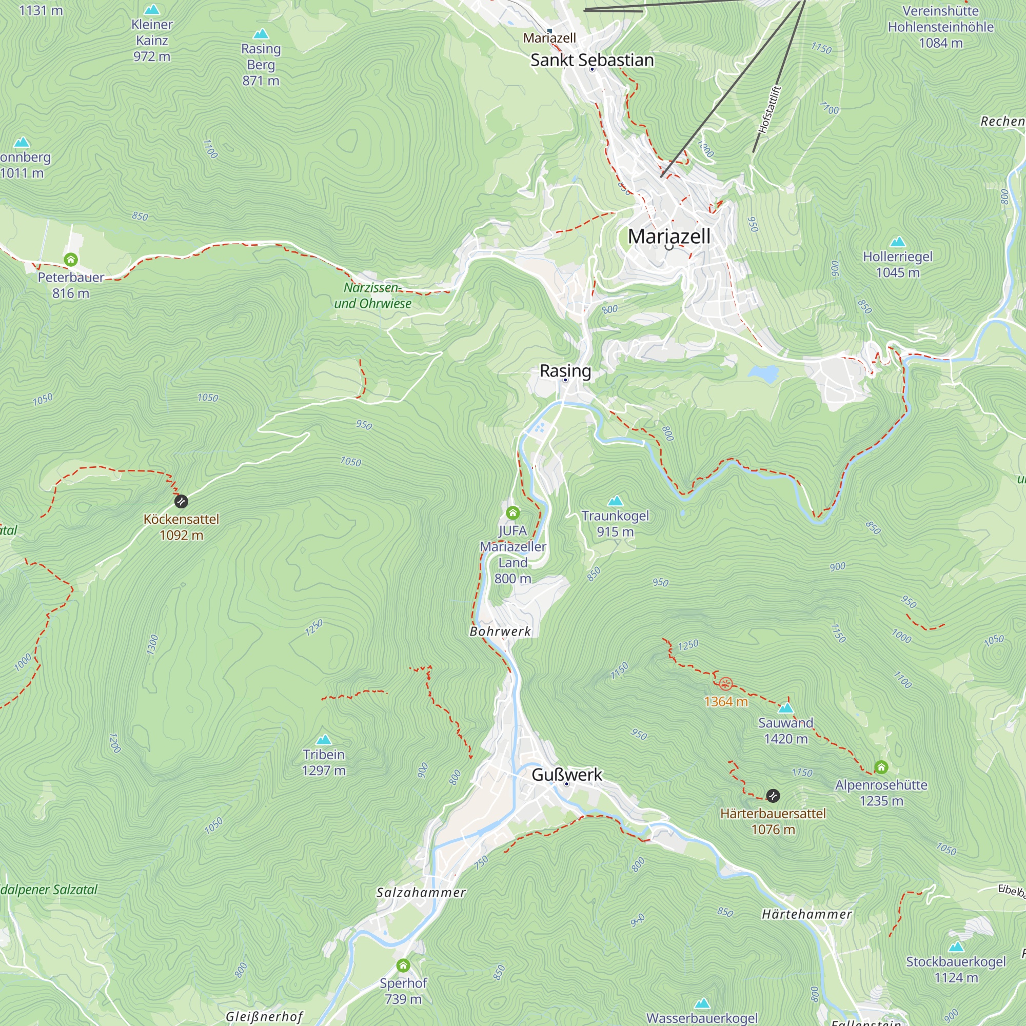 JUFA Mariazeller Land map