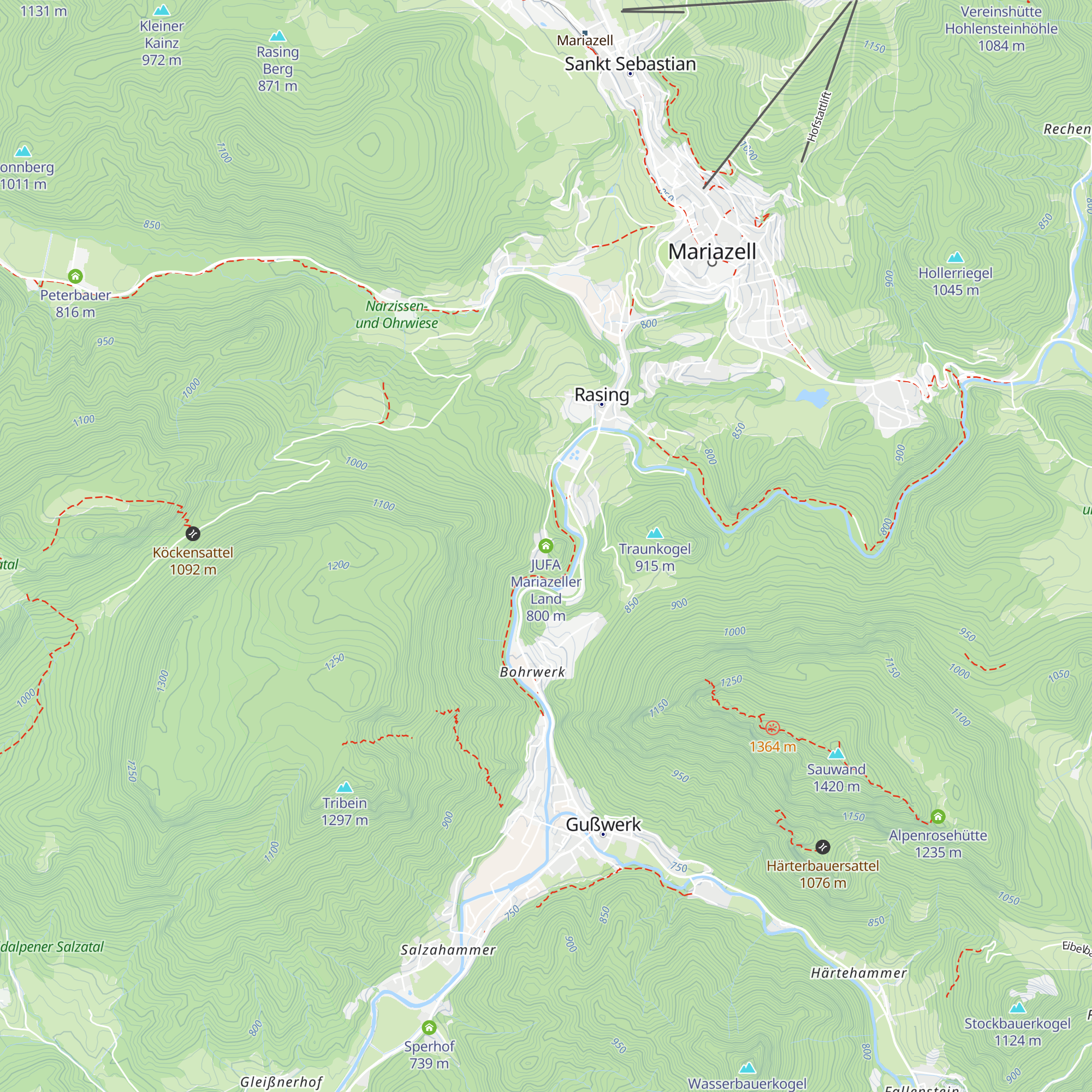 JUFA Mariazeller Land map