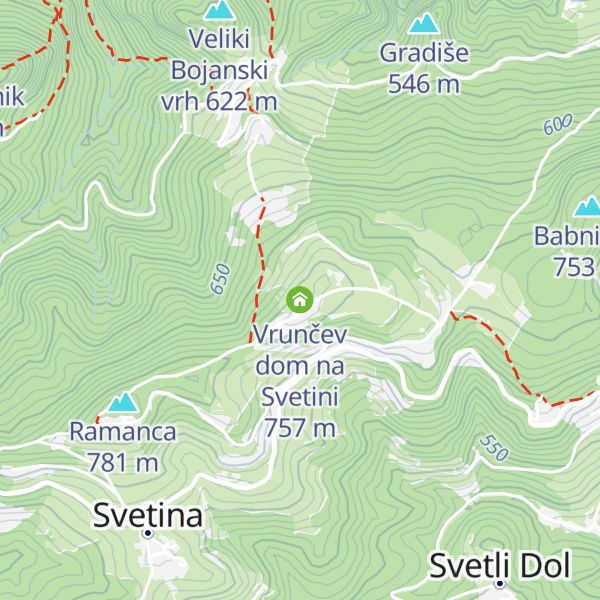Map of Vrunčev dom na Svetini
