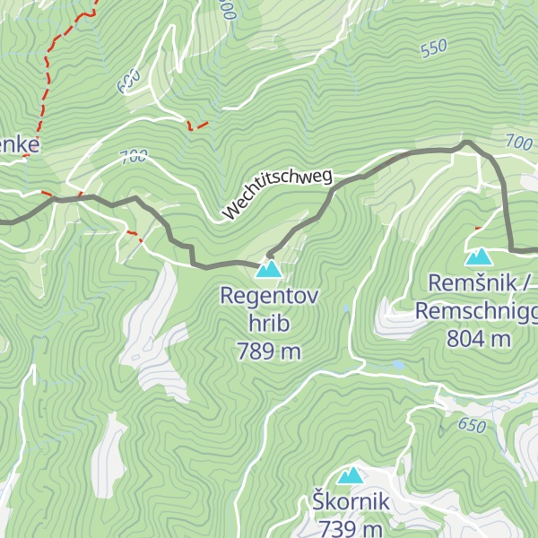 Map of Regentov hrib