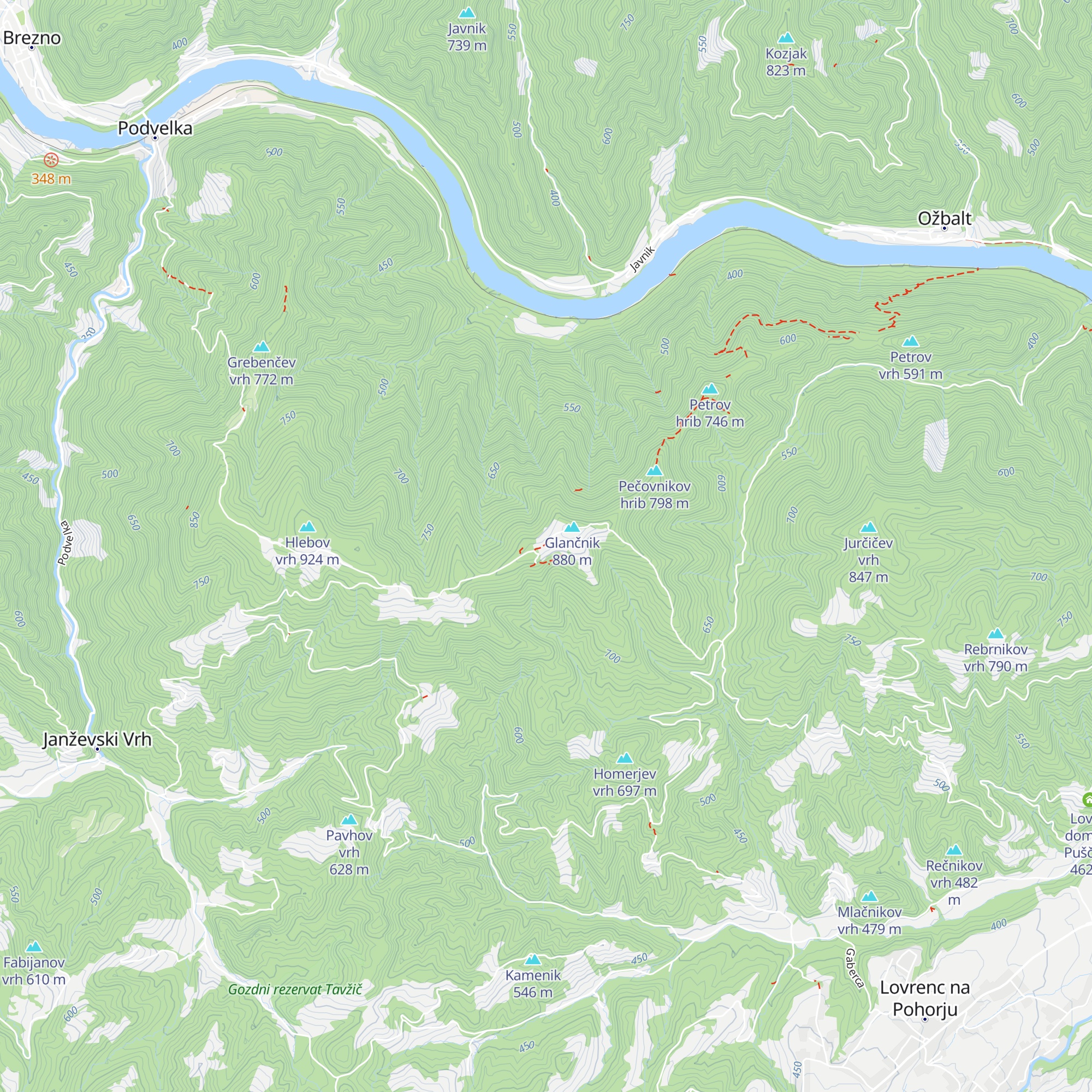 Lovska koča LD Podvelka map