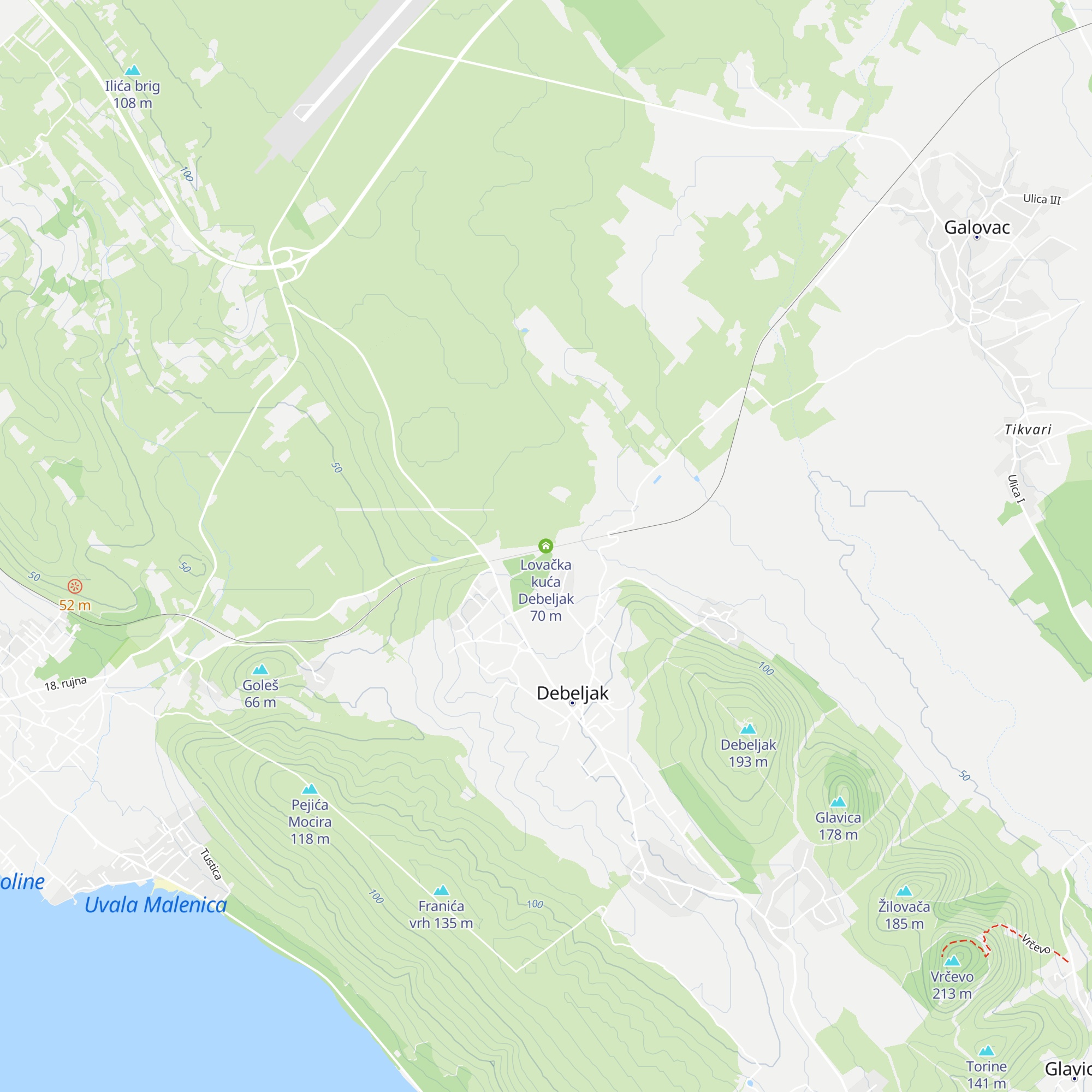 Lovačka kuća Debeljak map