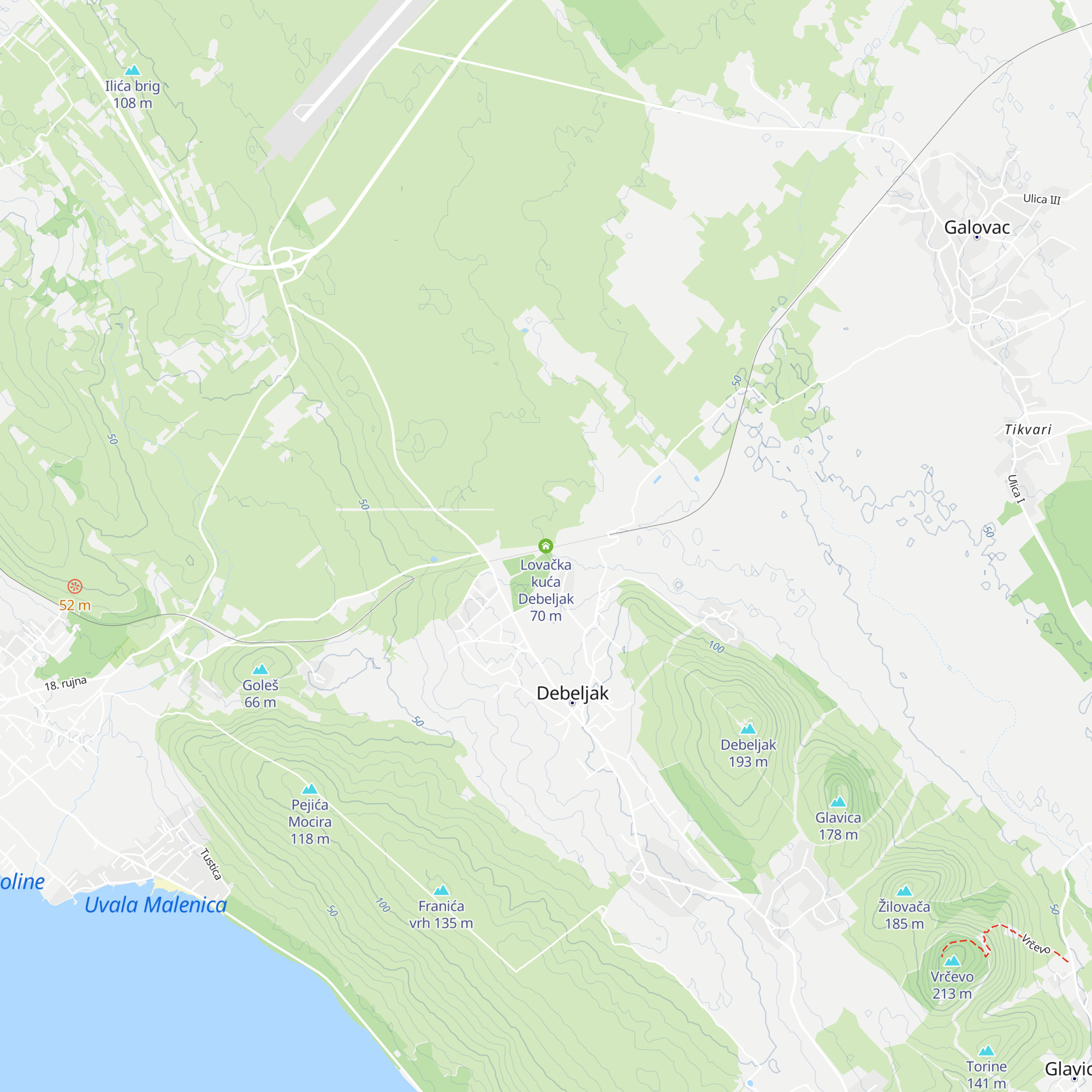 Lovačka kuća Debeljak map