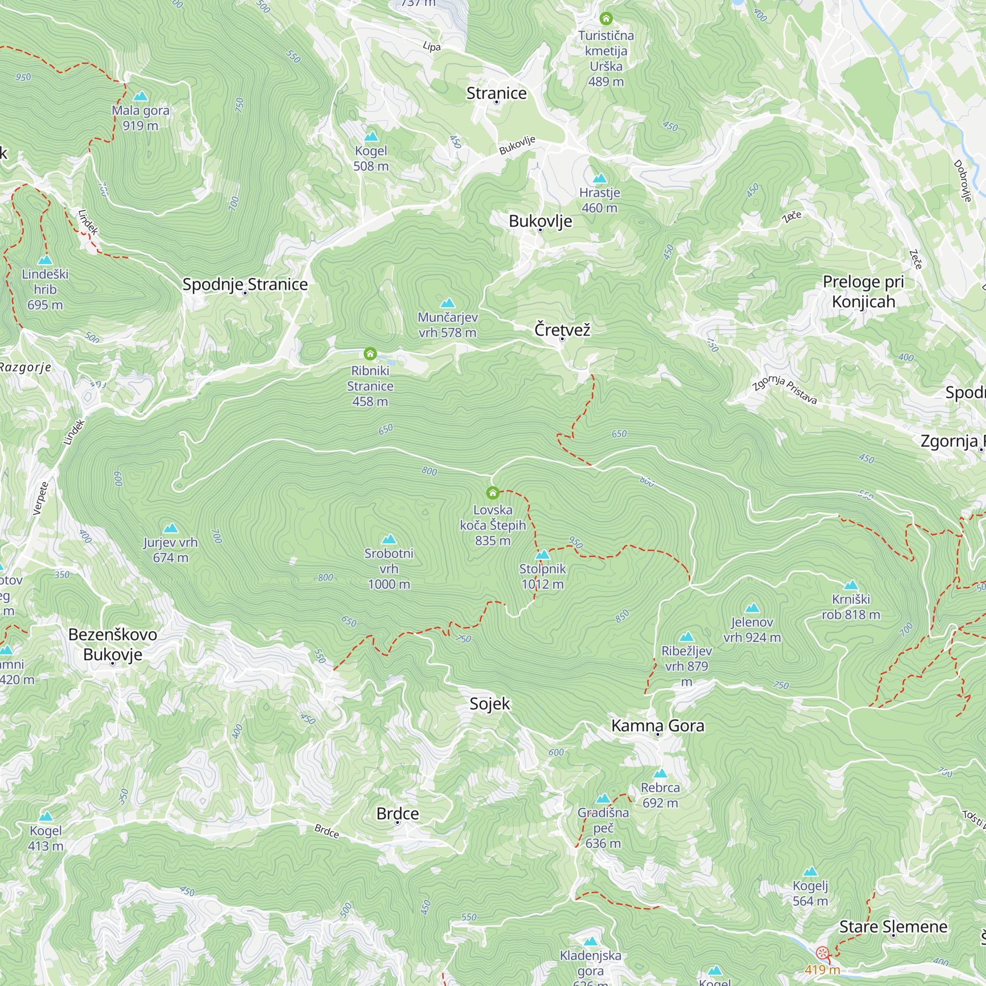 Lovska koča Štepih map