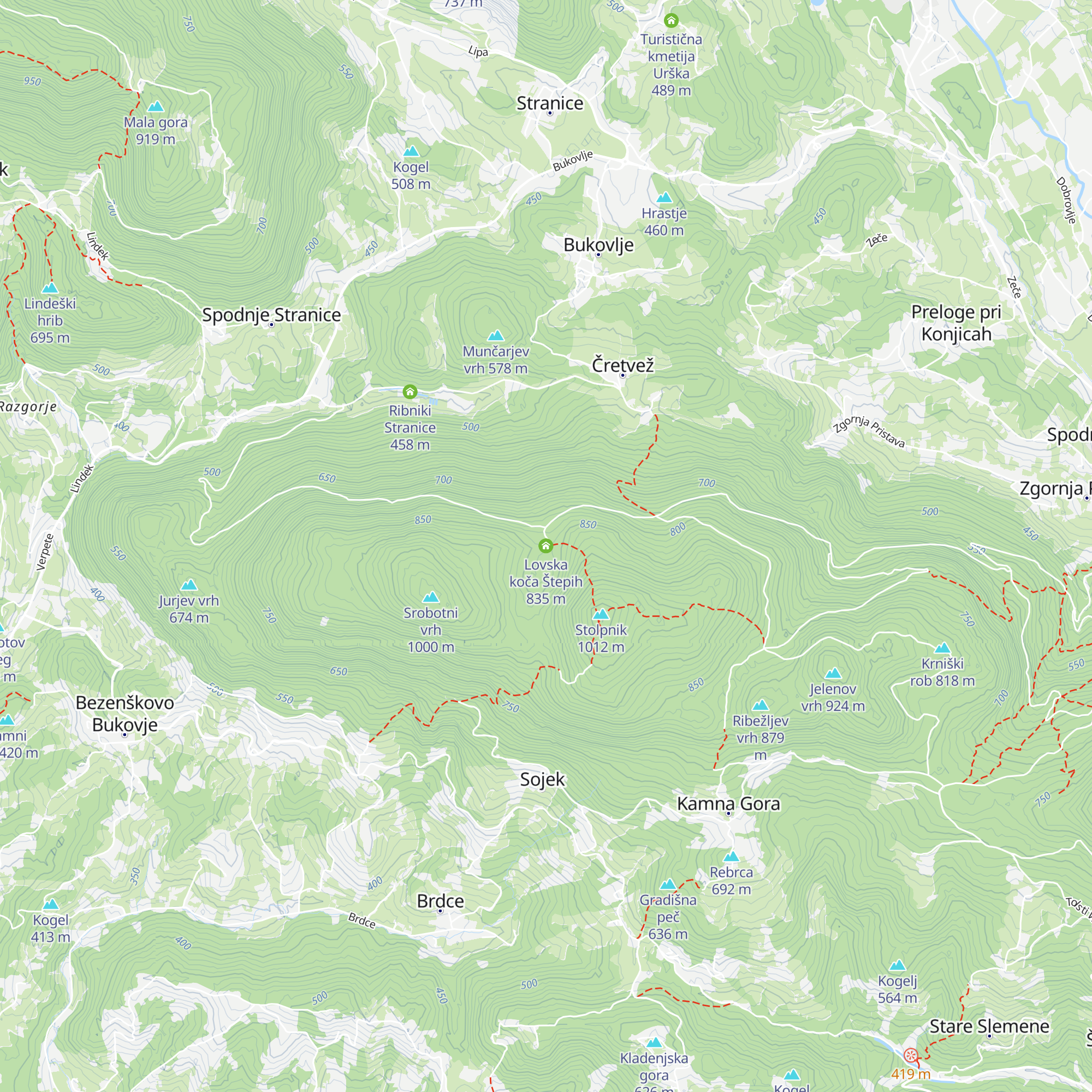 Lovska koča Štepih map