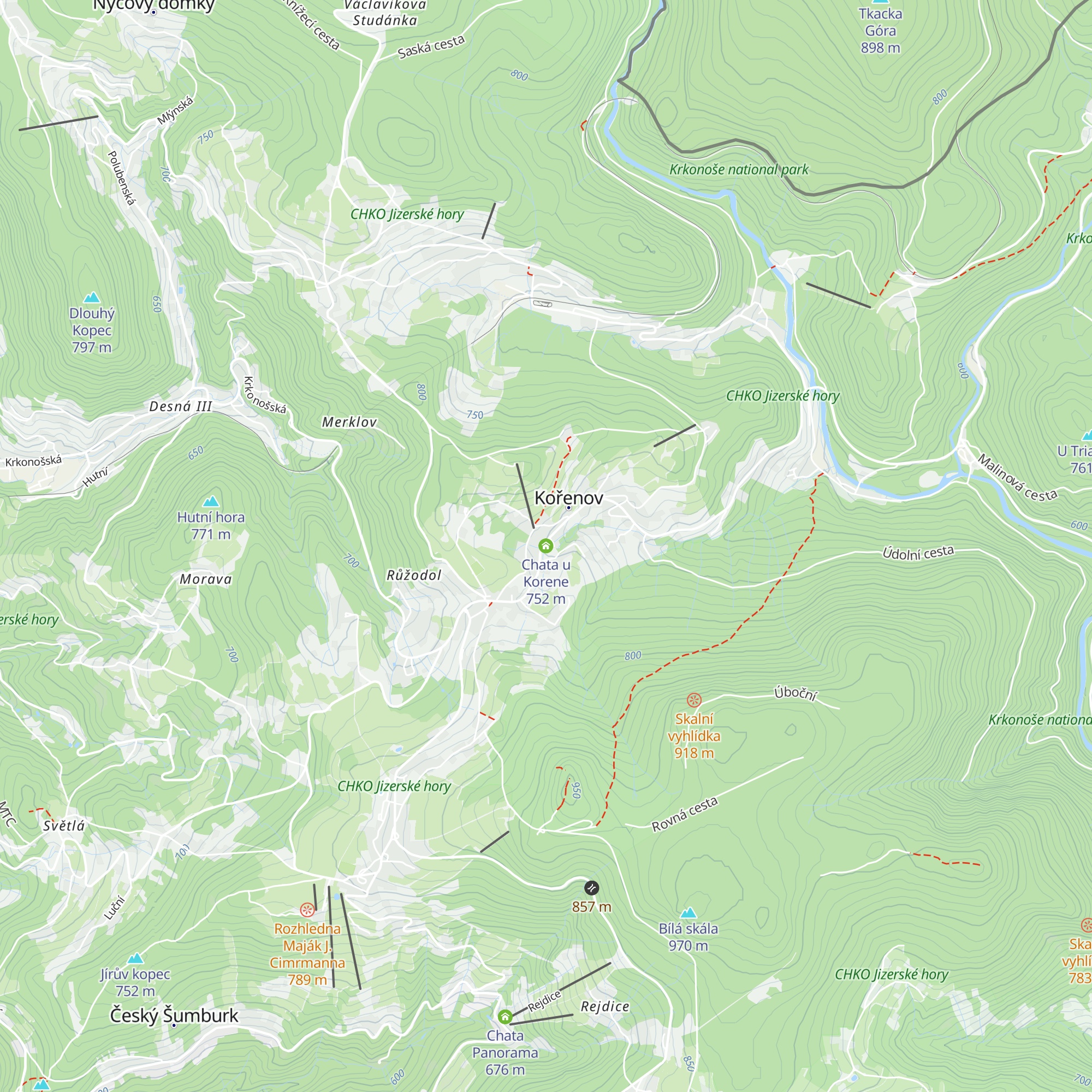 Chata u Korene map