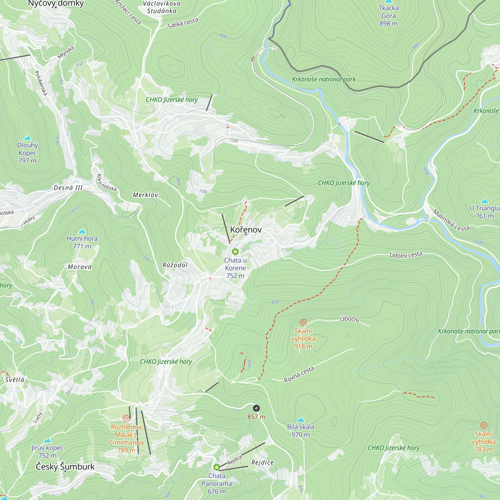 Chata v srdci Krkonoš map
