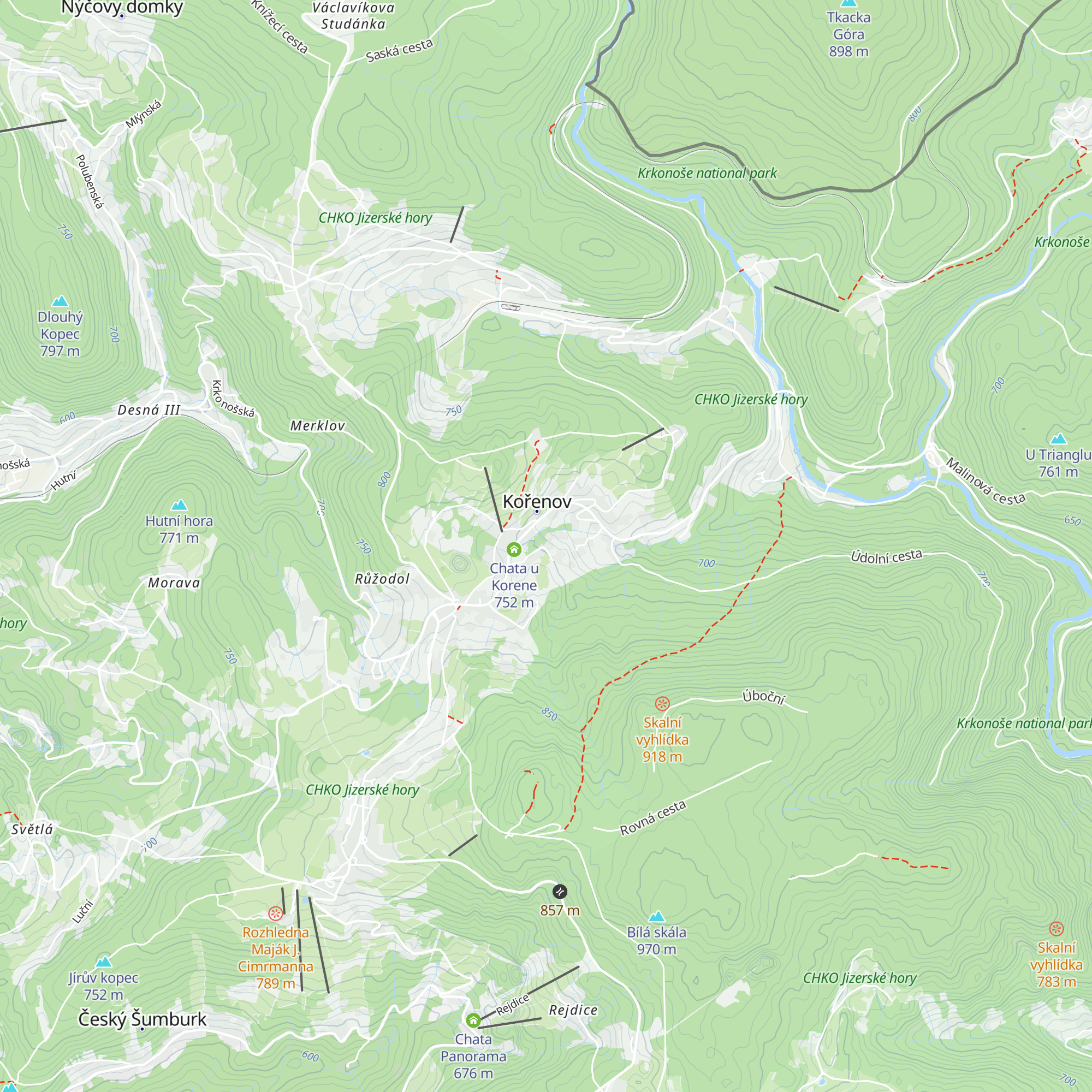 Chata v srdci Krkonoš map