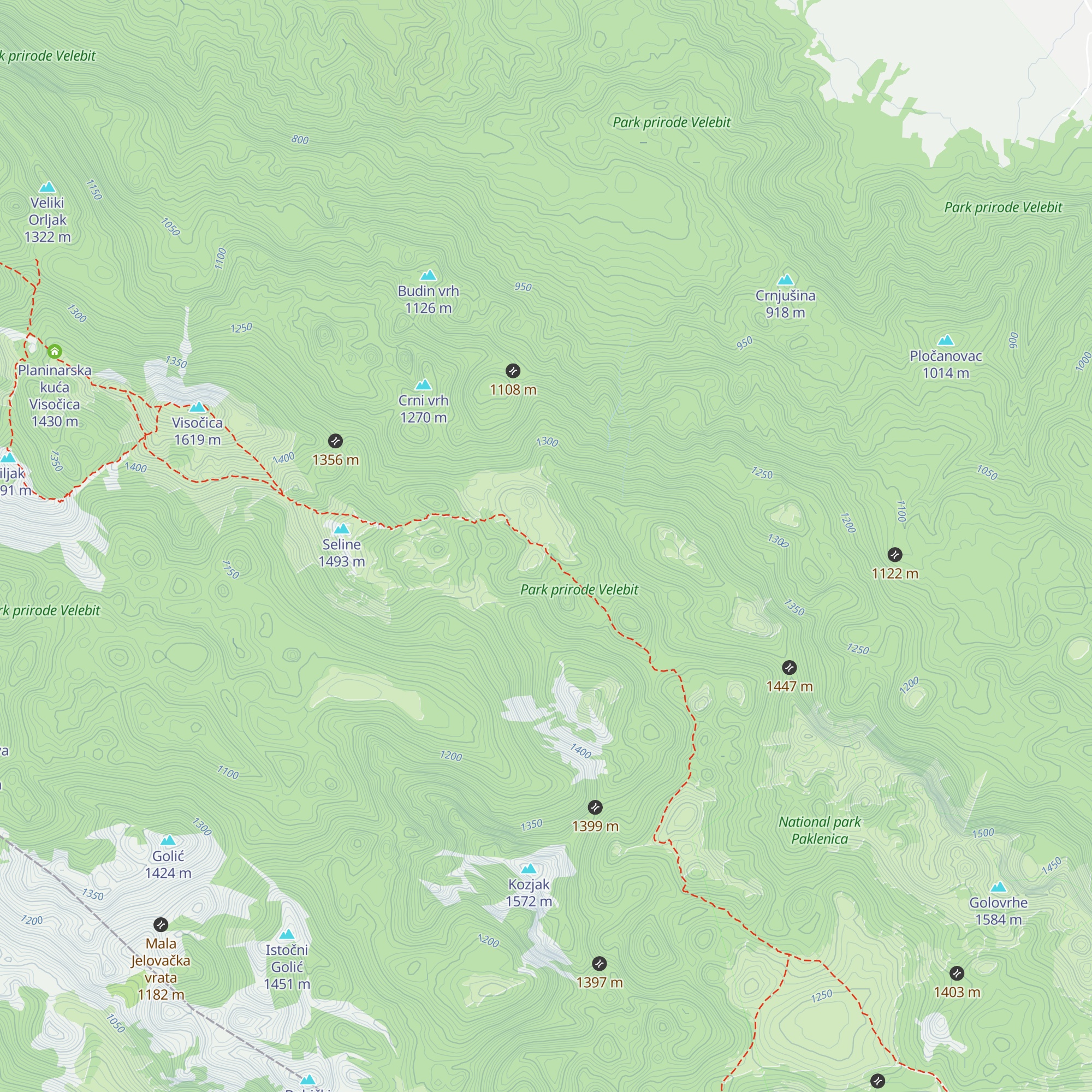 Planinarsko sklonište Marko Novković Rudine map