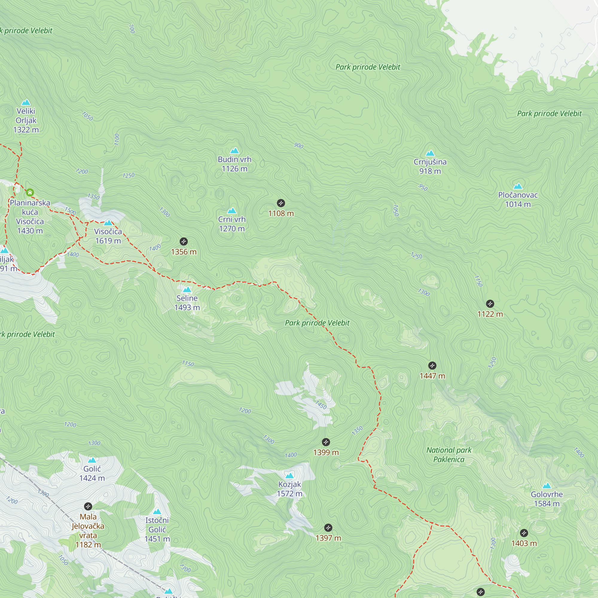 Planinarsko sklonište Marko Novković Rudine map