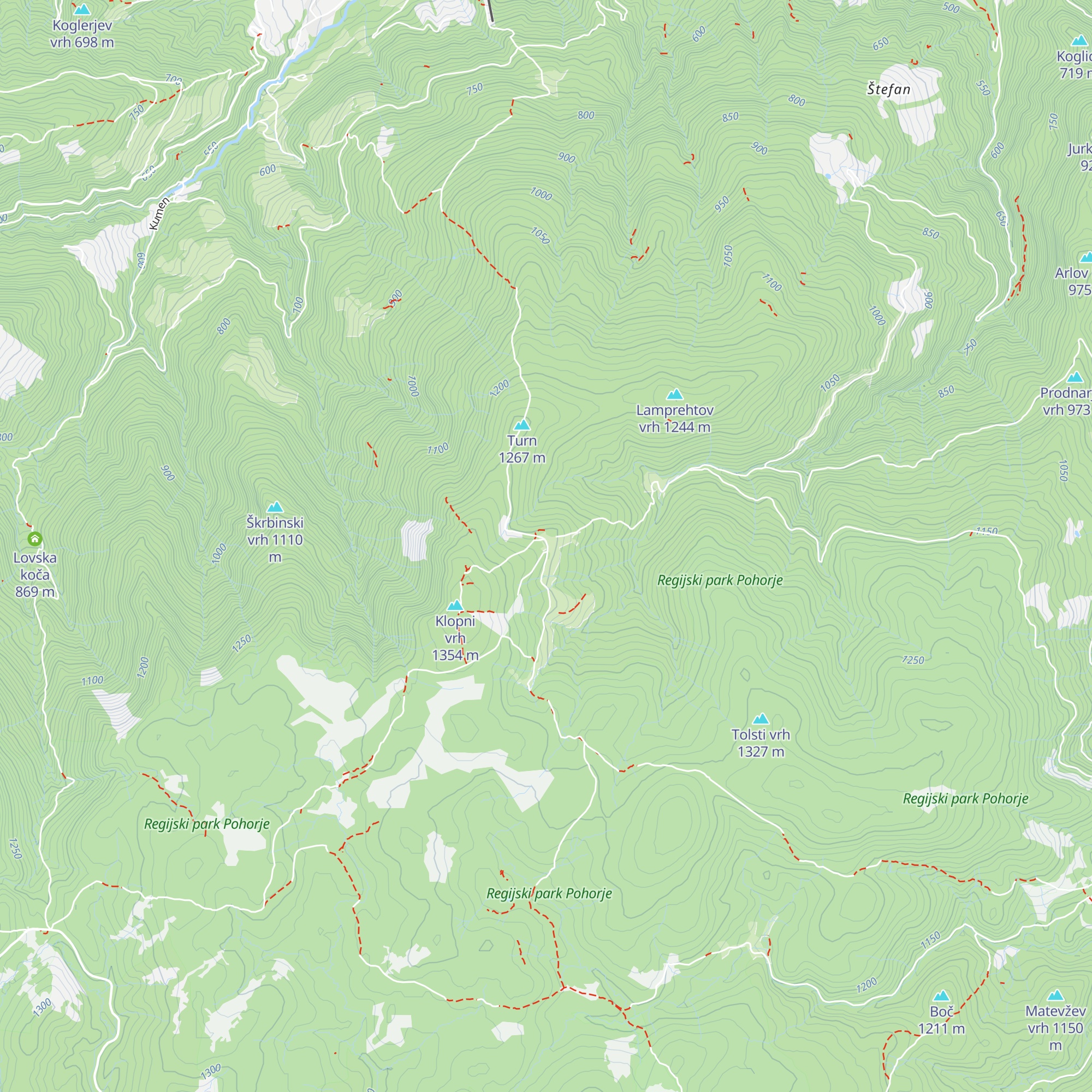 Koča na Klopnem vrhu map
