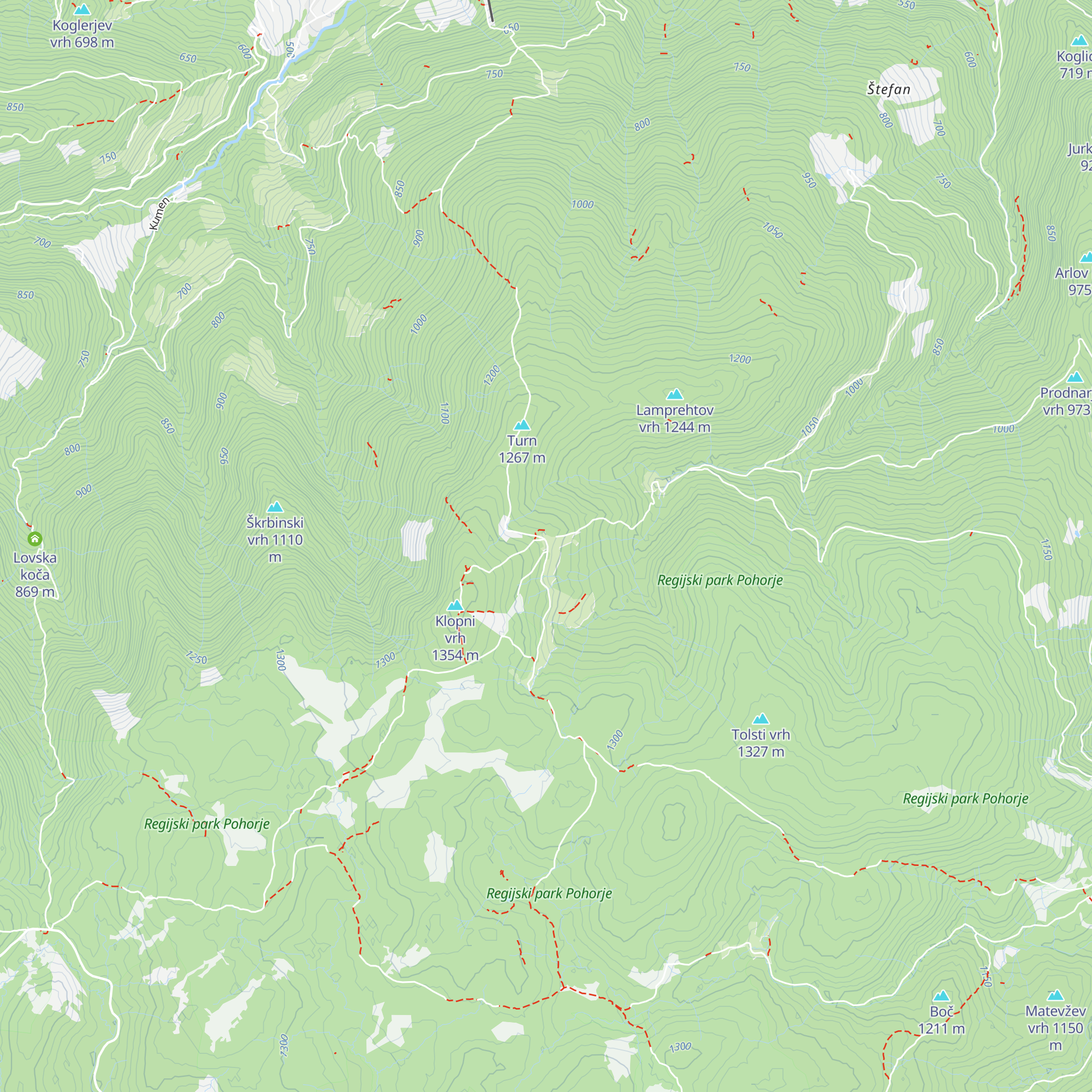 Koča na Klopnem vrhu map