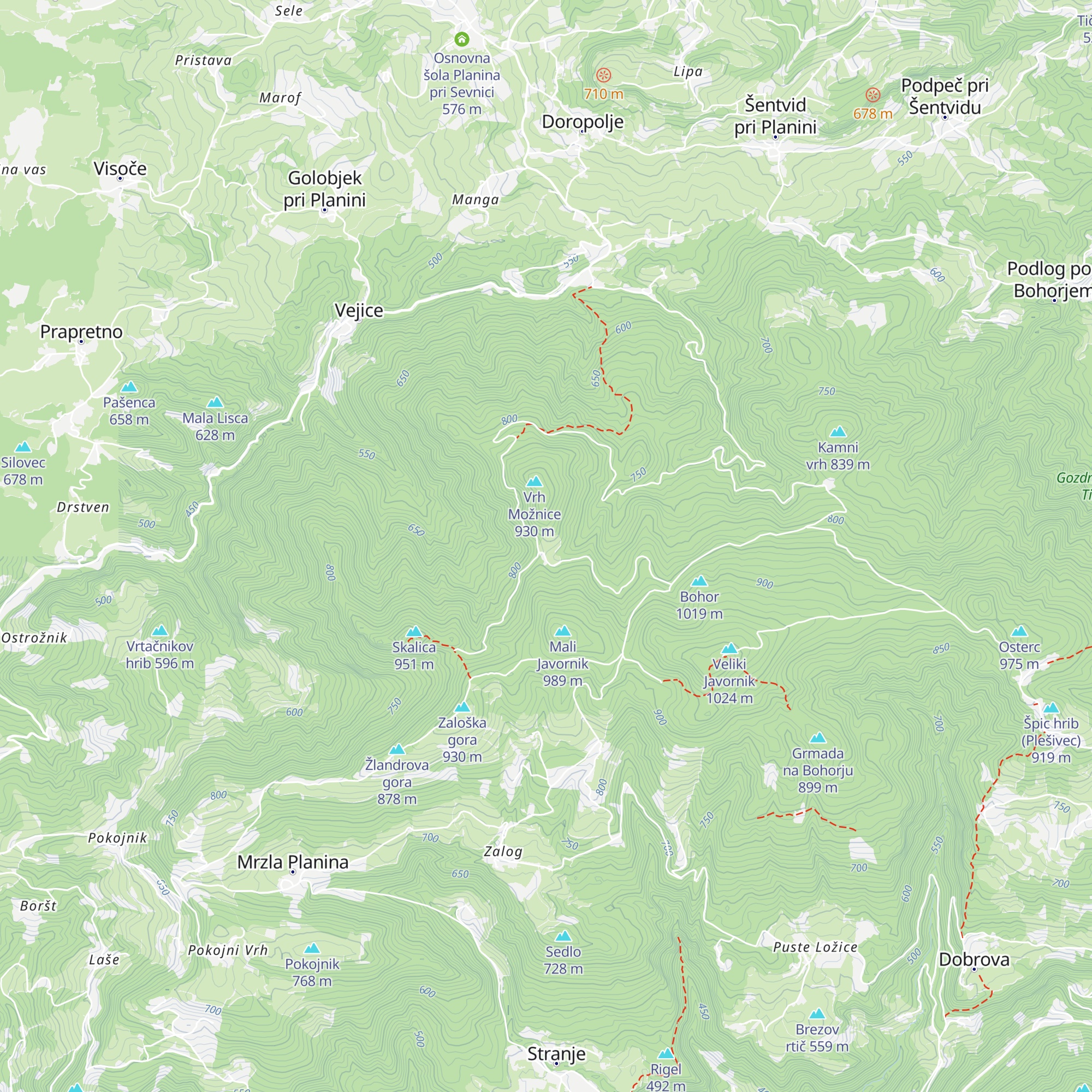Lovski dom Bohor map