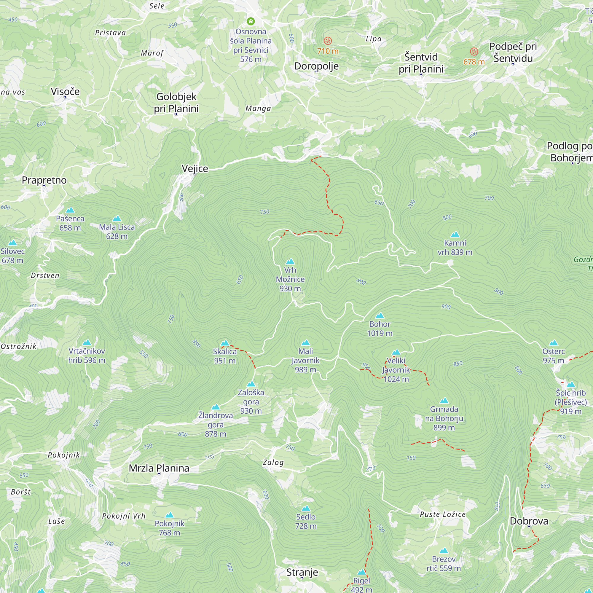 Lovski dom Bohor map