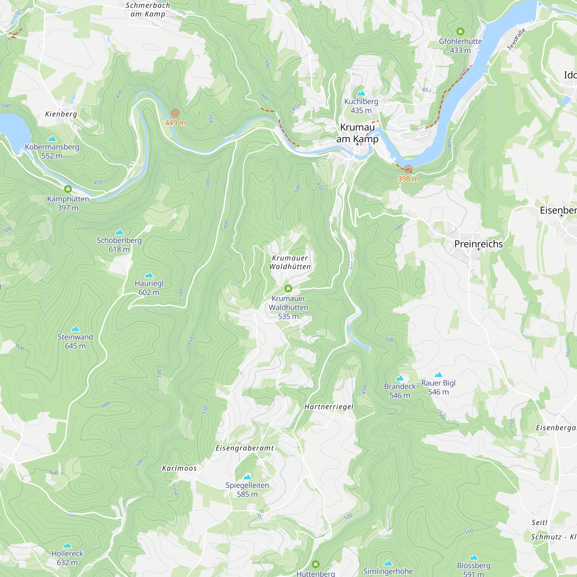 Krumauer Waldhütten map