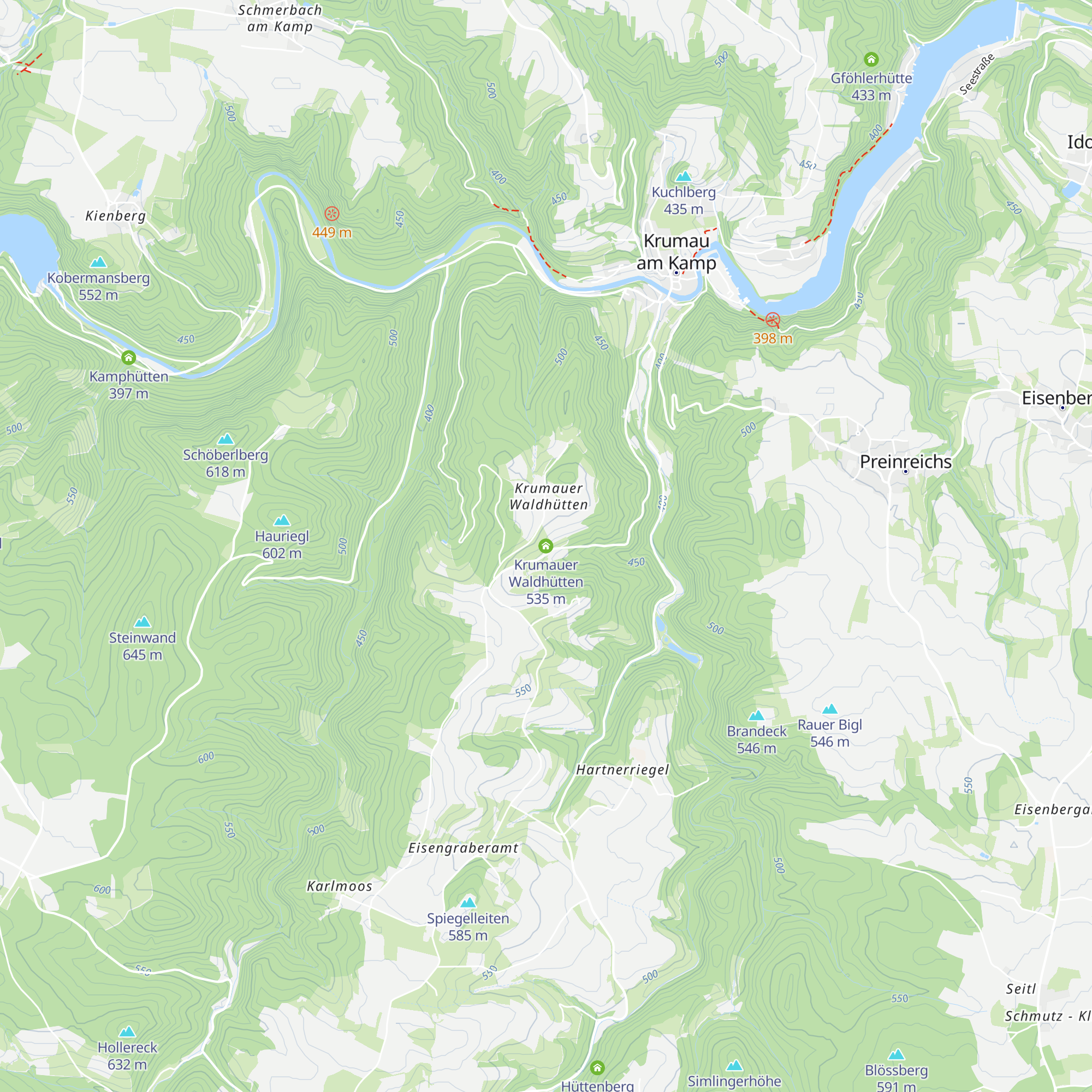 Krumauer Waldhütten map