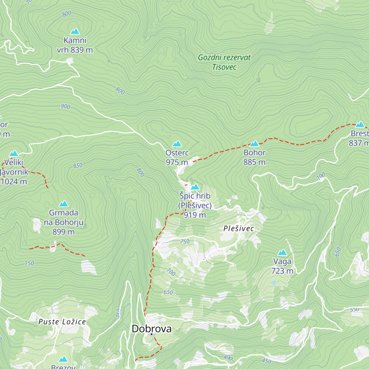 Koča na Bohorju map